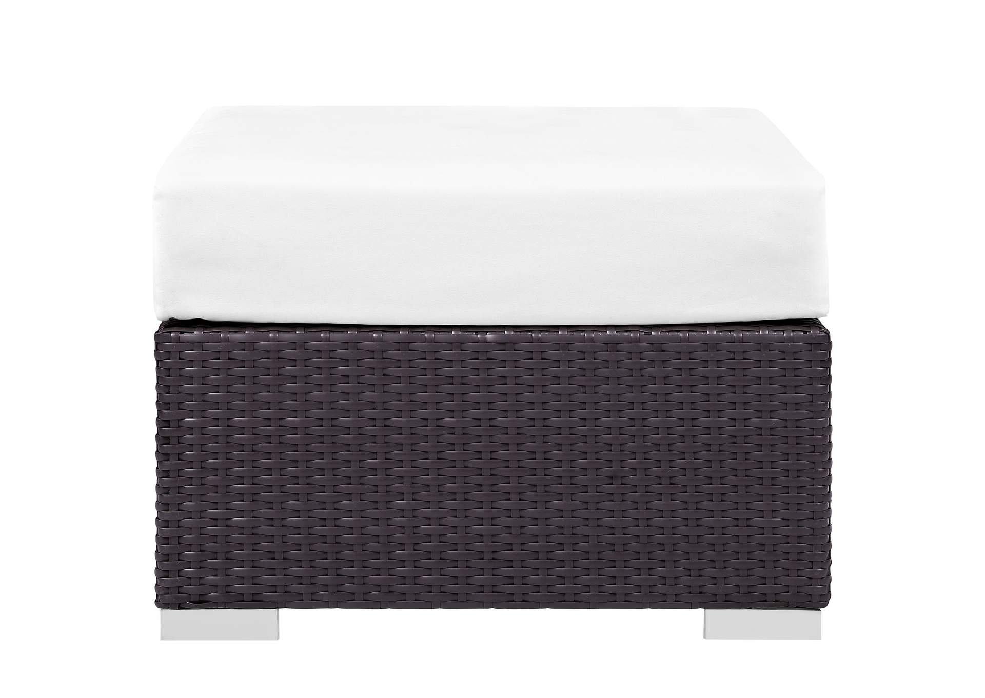 Espresso White Convene Outdoor Patio Fabric Square Ottoman,Modway