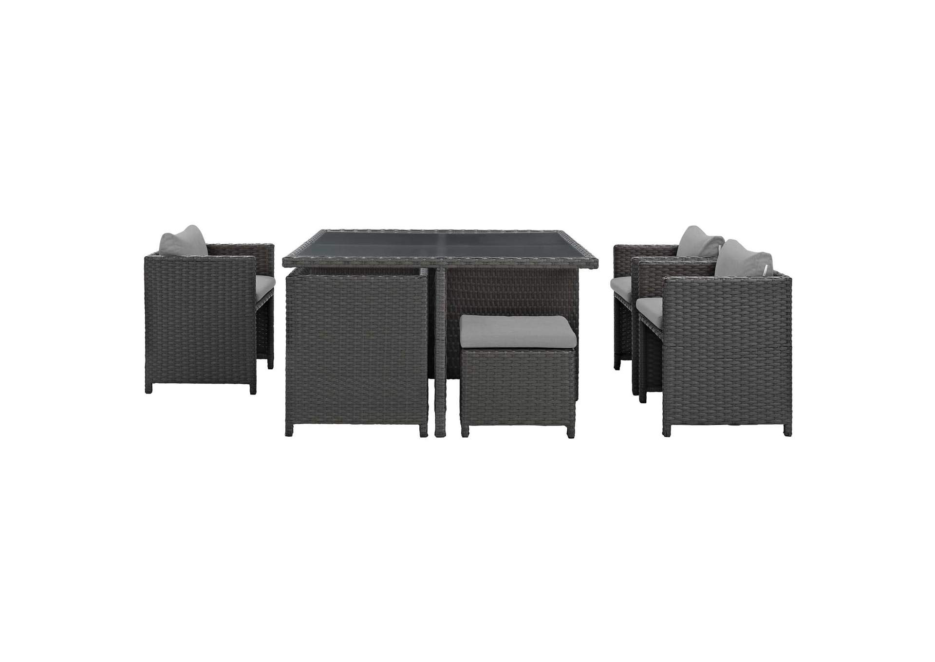 Canvas Gray Sojourn 9 Piece Outdoor Patio Sunbrella,Modway