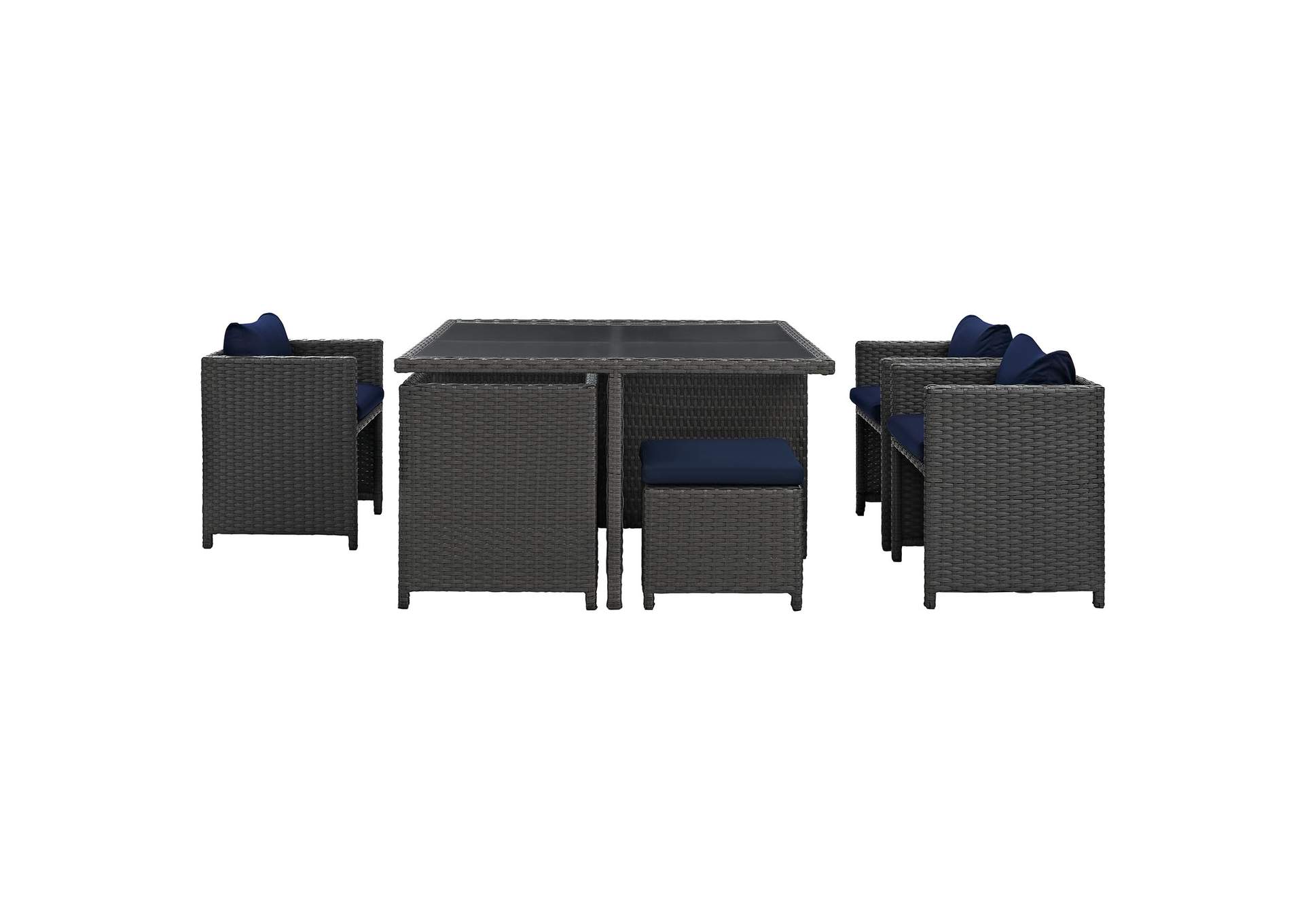 Canvas Navy Sojourn 9 Piece Outdoor Patio Sunbrella,Modway