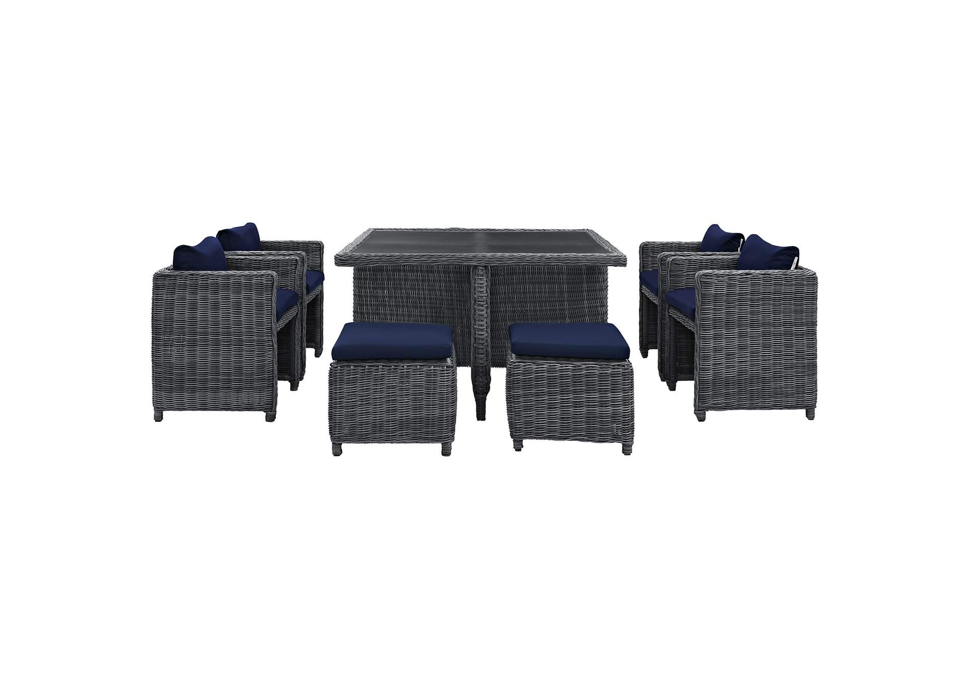 Canvas Navy Summon 9 Piece Outdoor Patio Sunbrella,Modway