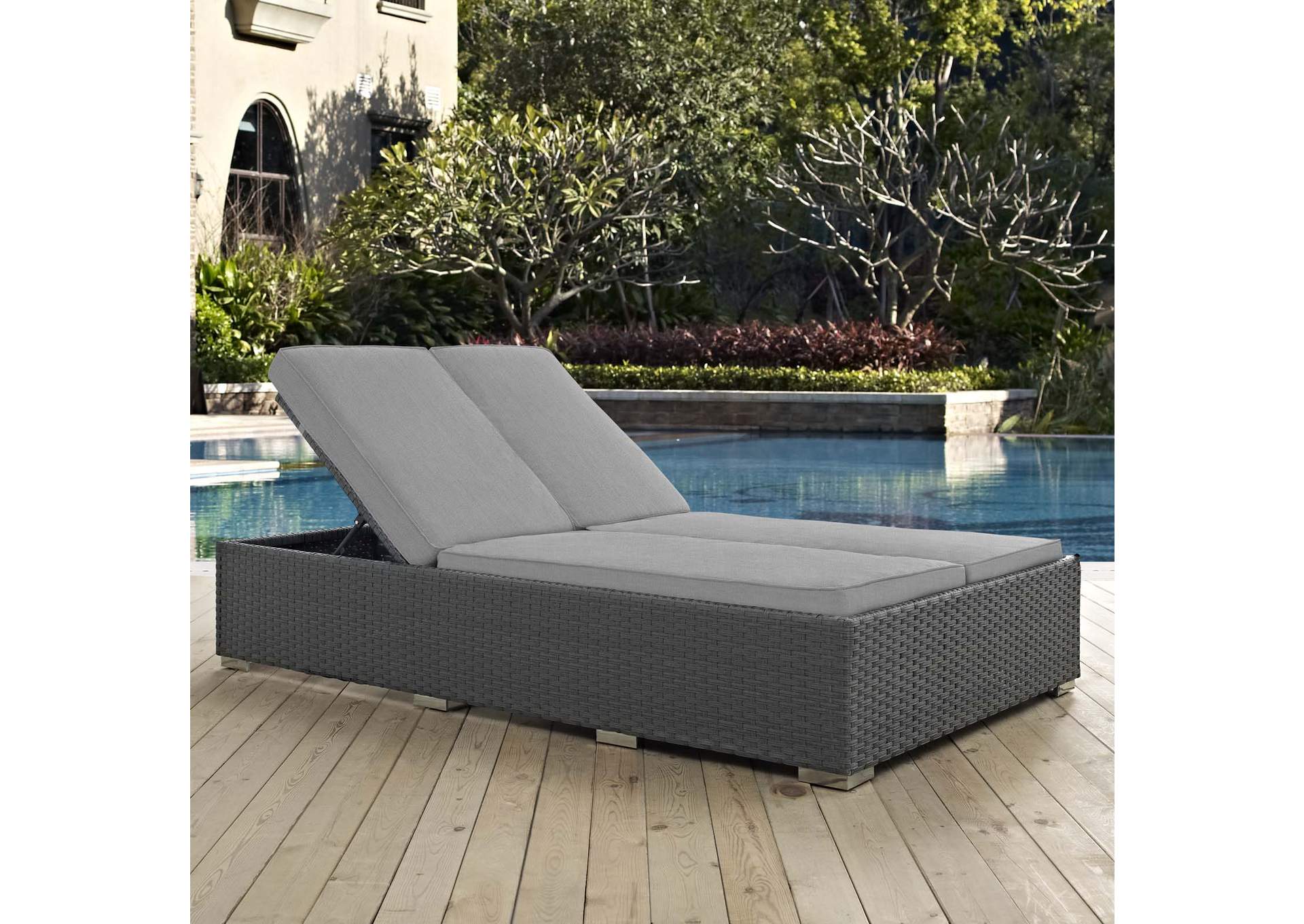 Chocolate Gray Sojourn Outdoor Patio Sunbrella,Modway