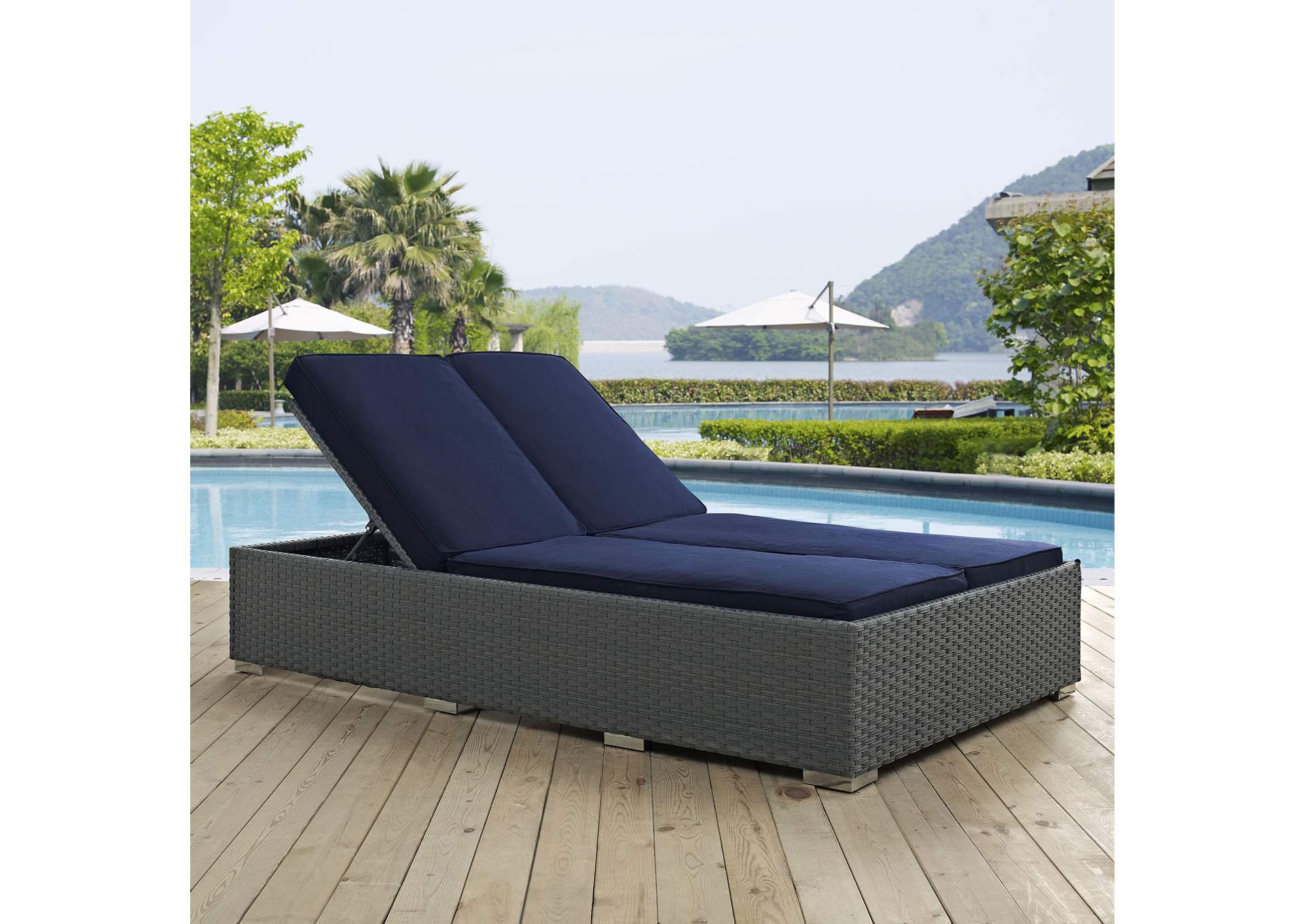 Chocolate Navy Sojourn Outdoor Patio Sunbrella,Modway