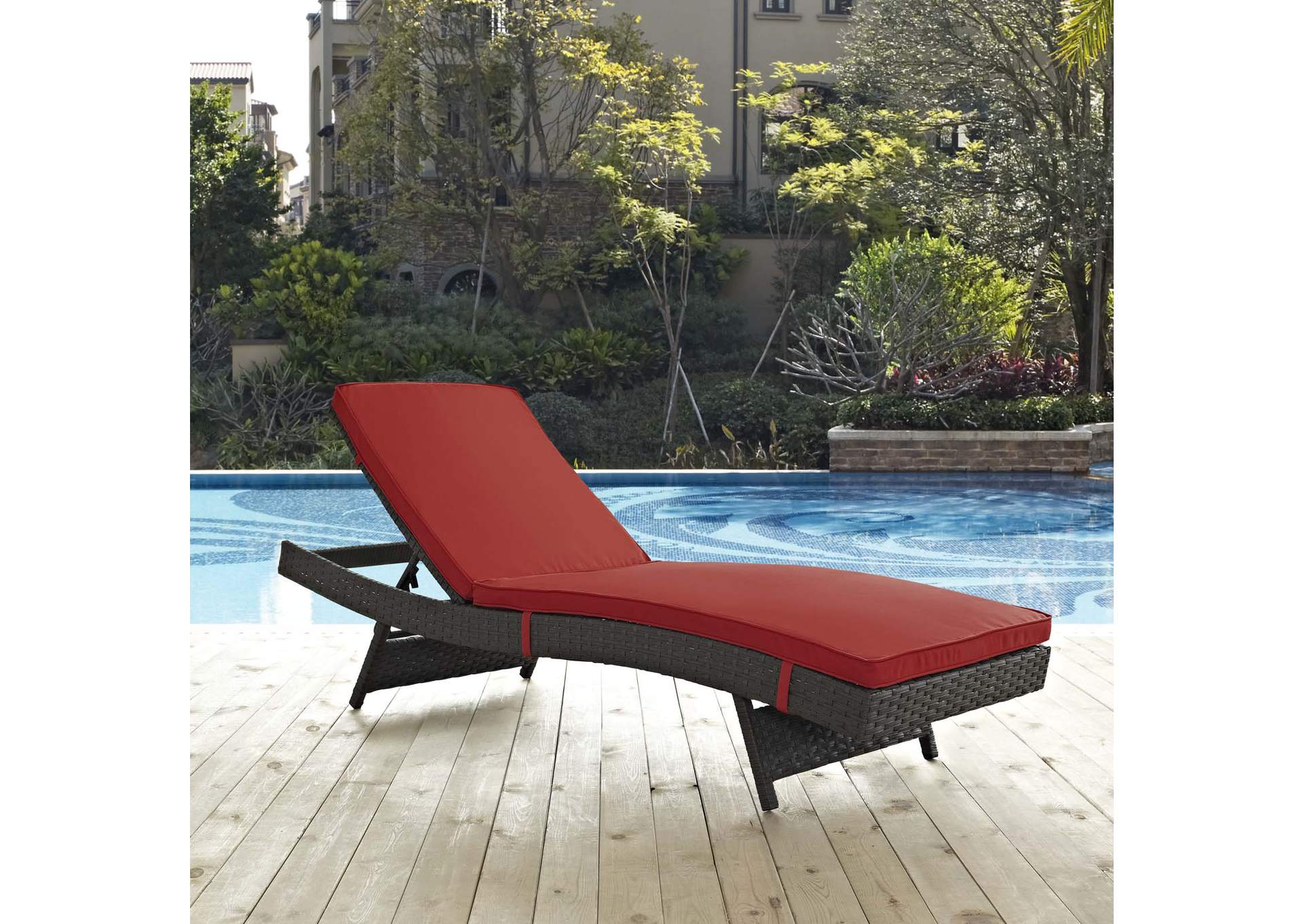 Canvas Red Sojourn Outdoor Patio Sunbrella,Modway