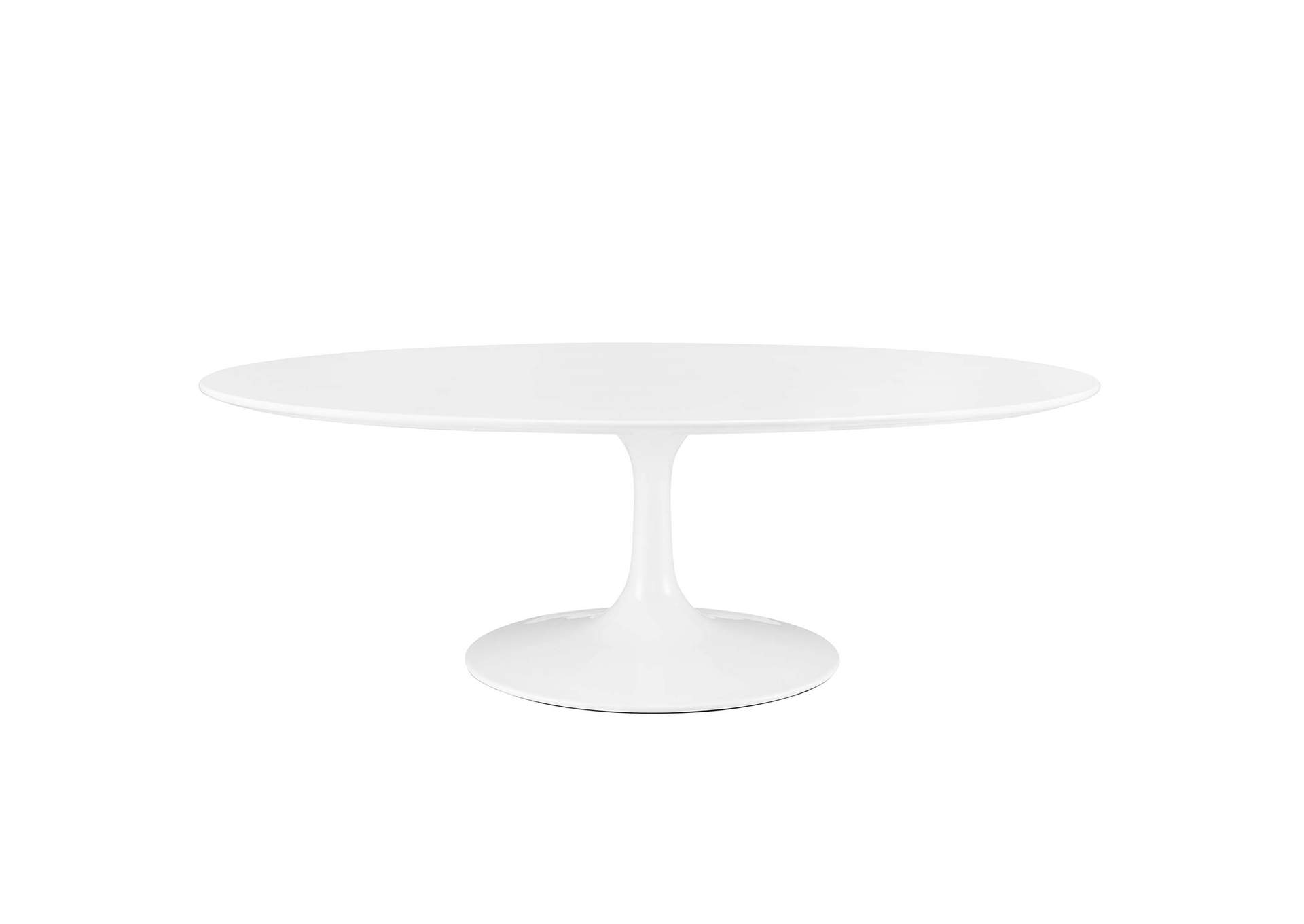 White Lippa 48" Oval-Shaped Wood Top Coffee Table,Modway