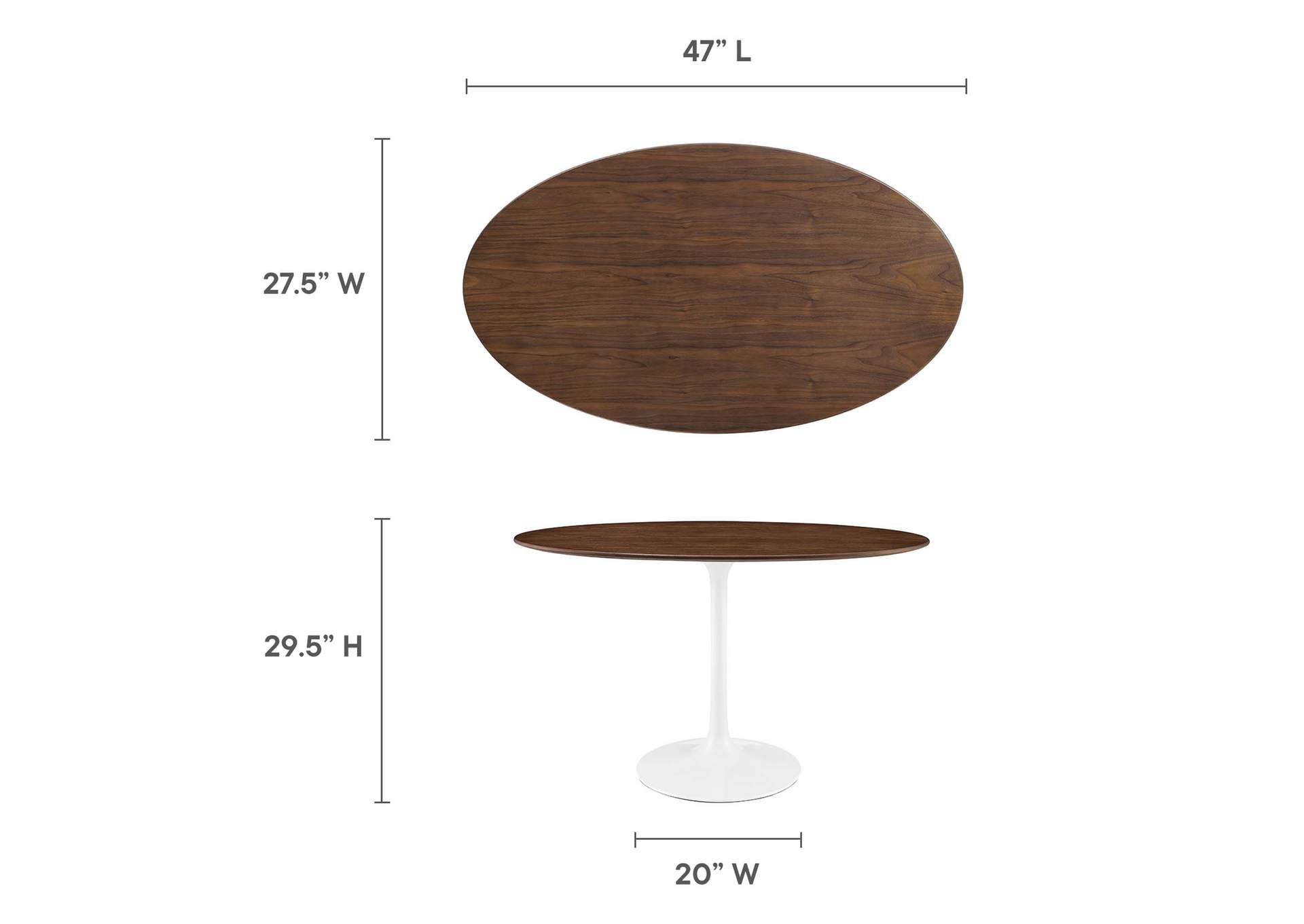 Walnut Lippa 48" Oval Walnut Dining Table,Modway