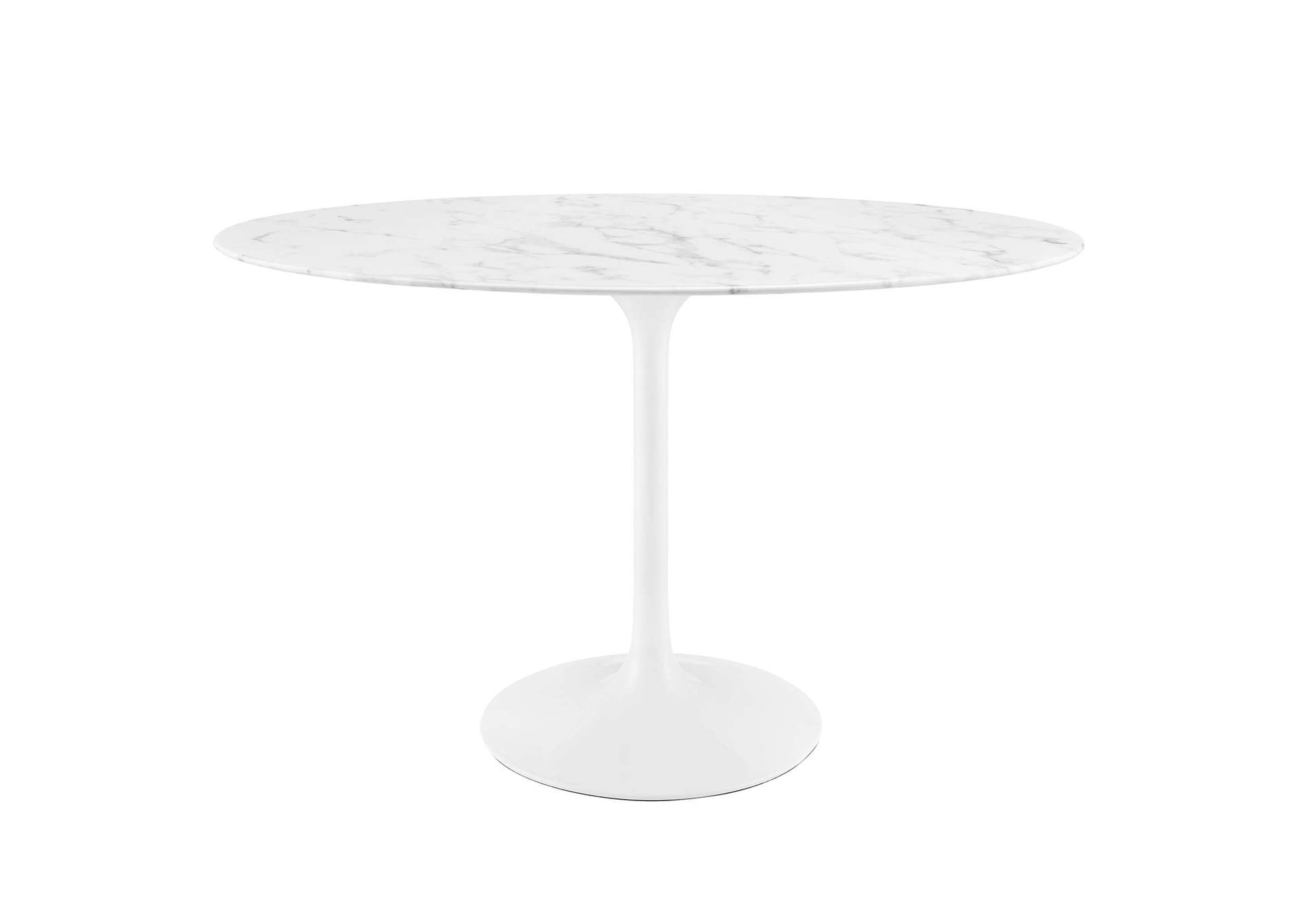 White Lippa 48" Oval Artificial Marble Dining Table,Modway