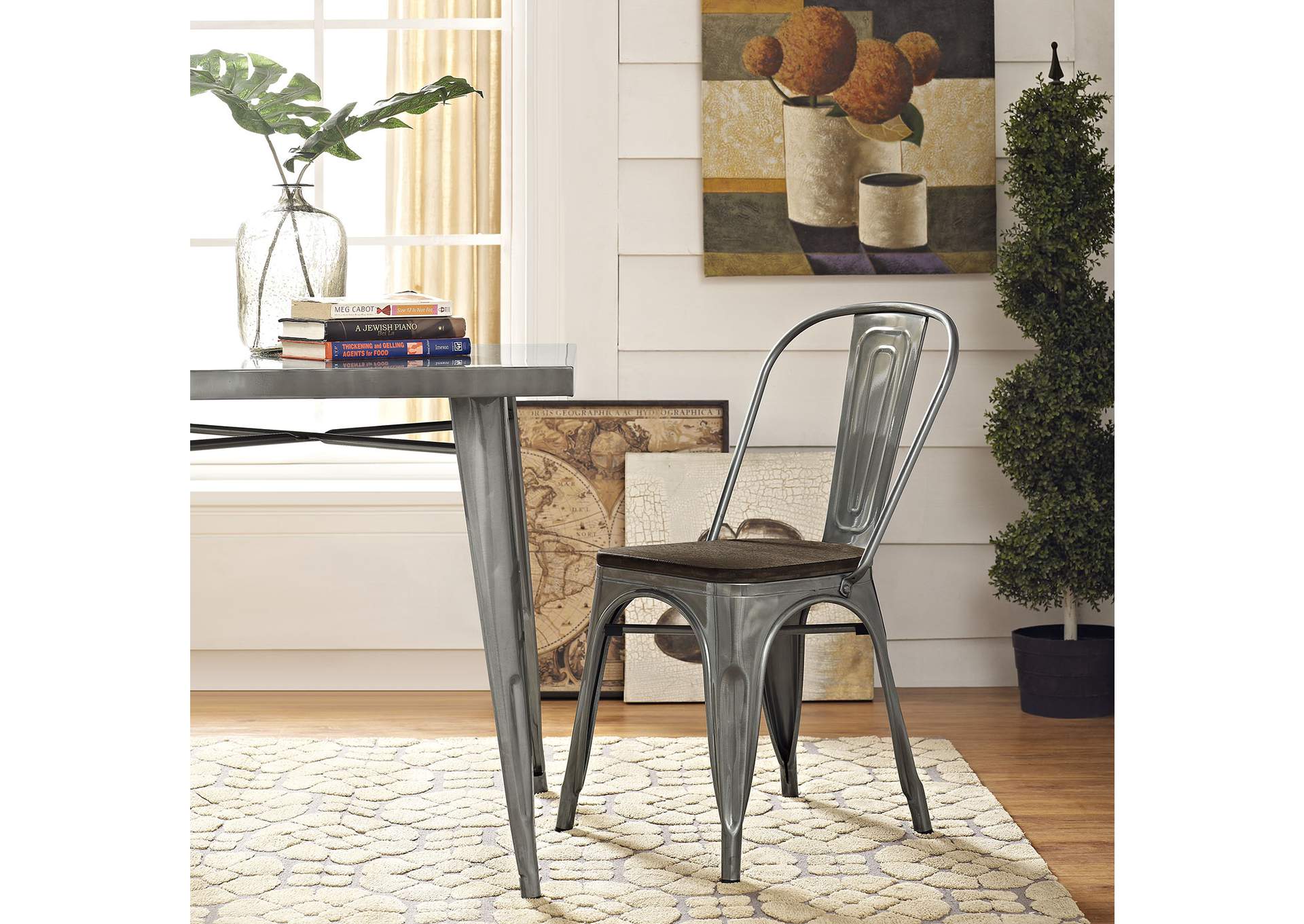 GunMetal Promenade Bamboo Side Chair,Modway