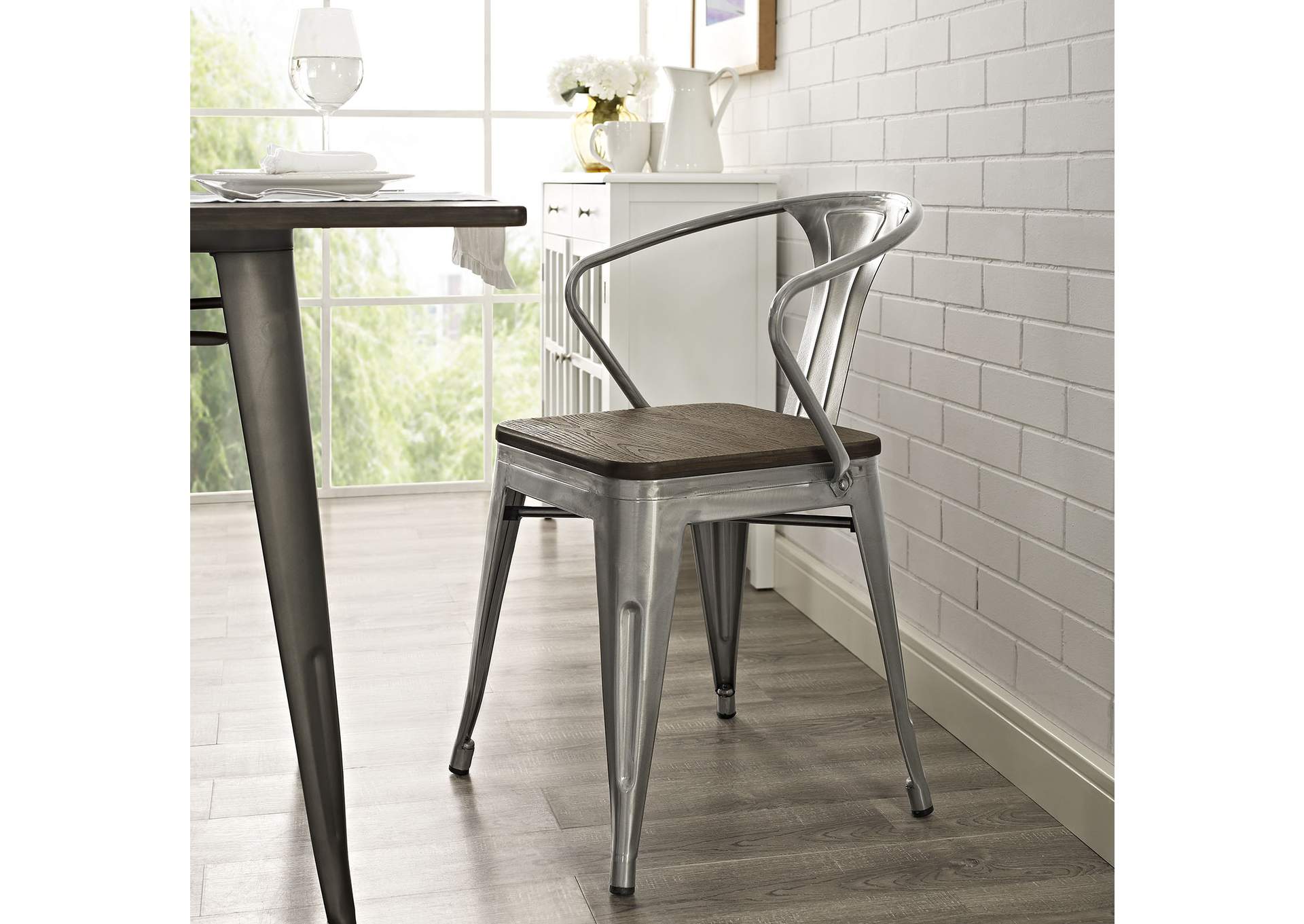 Gunmetal Promenade Bamboo Dining Chair,Modway