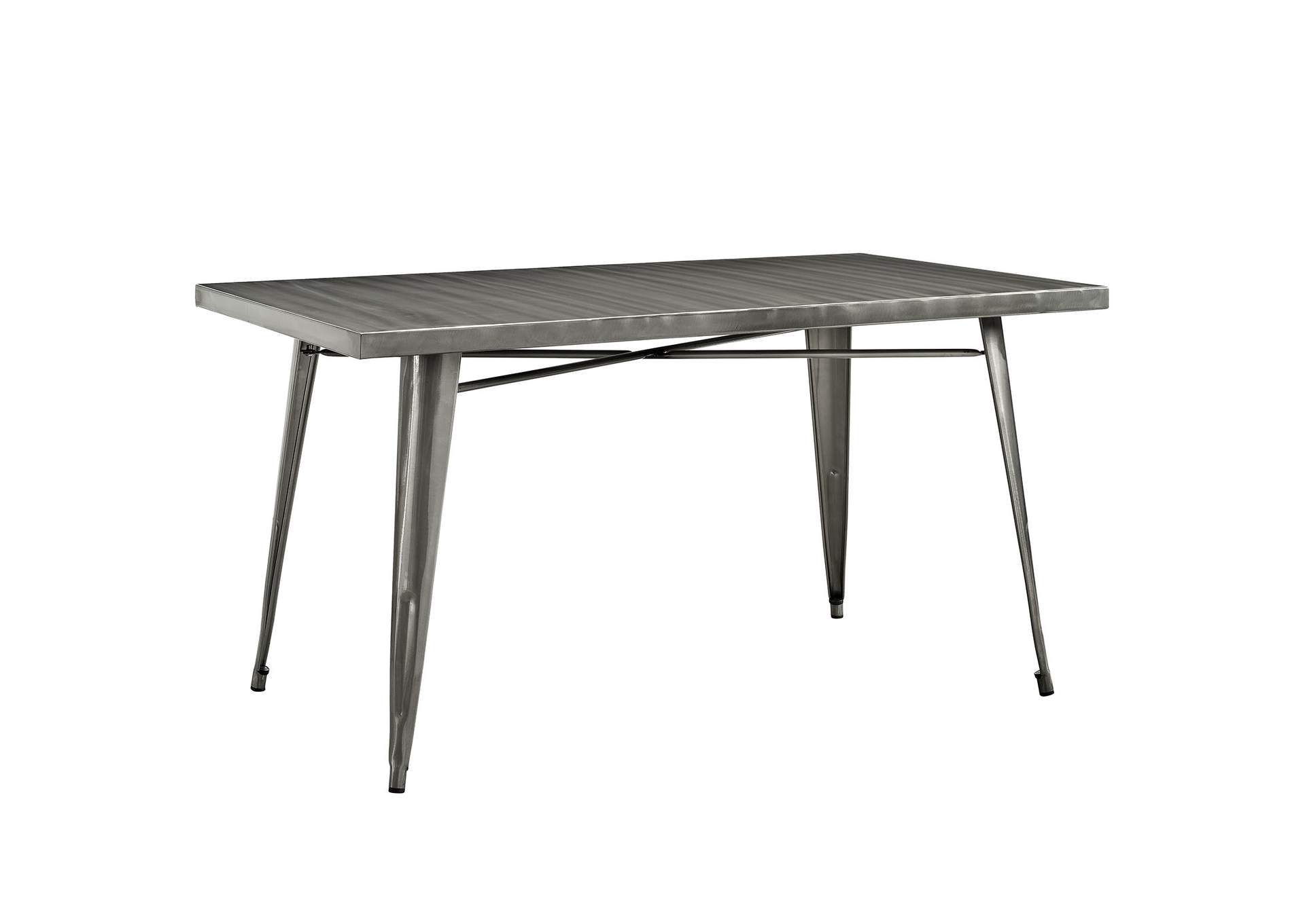 Gunmetal Alacrity Rectangle Metal Dining Table,Modway