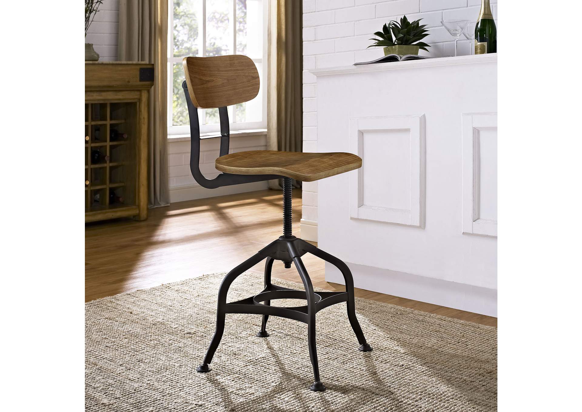 Brown Mark Wood Dining Stool,Modway