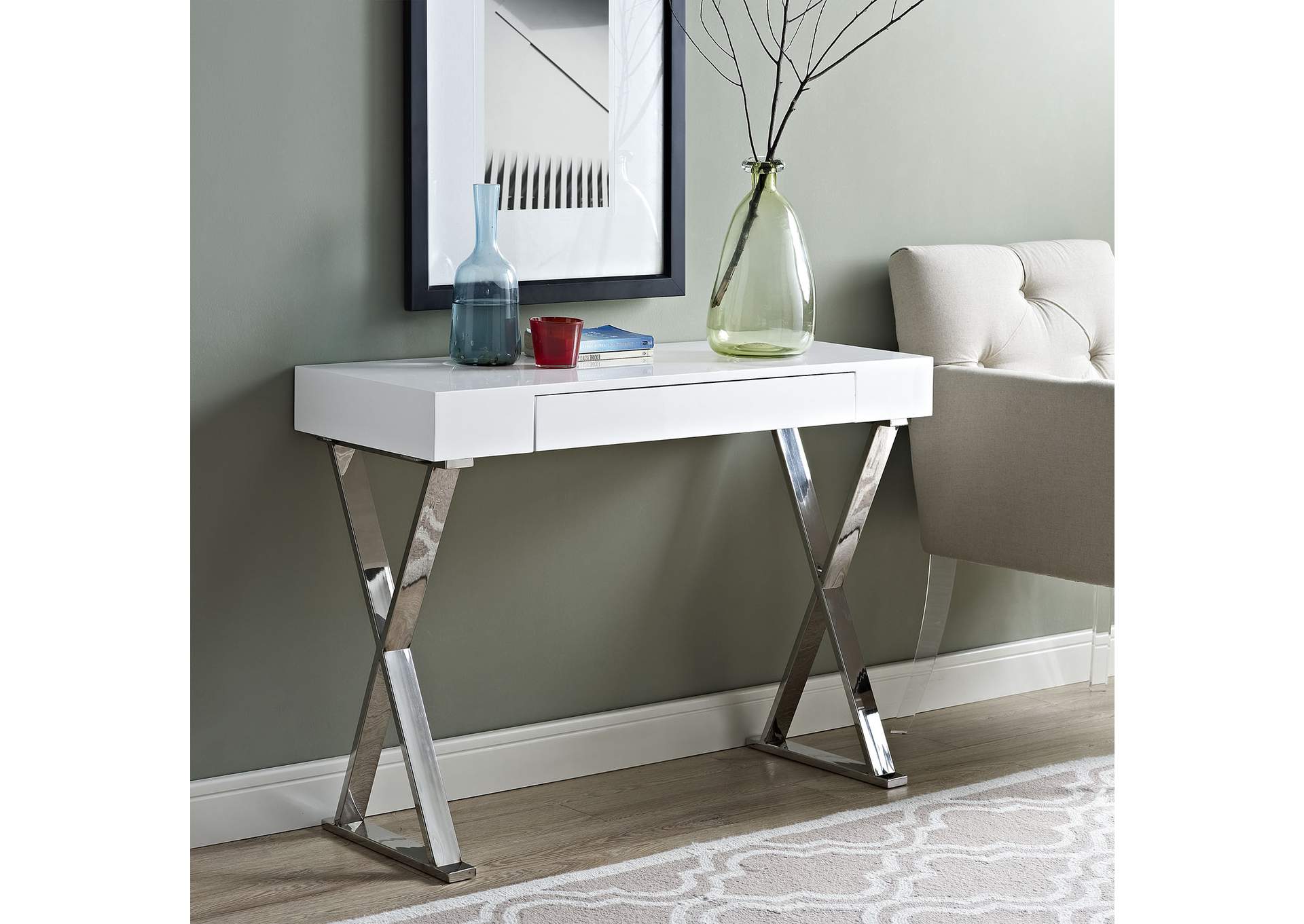 White Sector Console Table,Modway