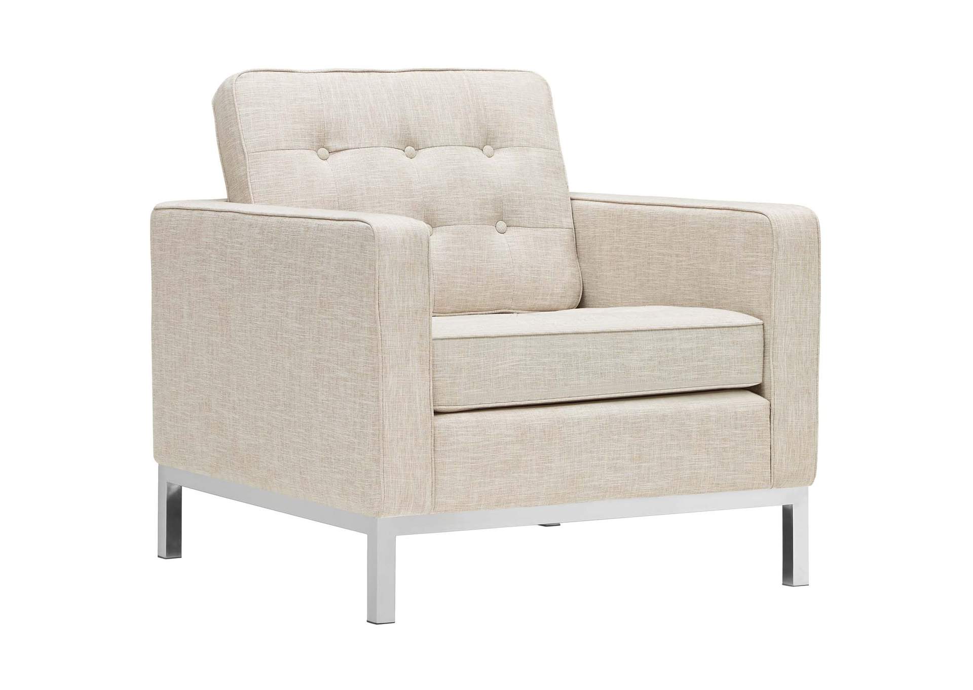 Beige Loft Upholstered Fabric Arm Chair,Modway