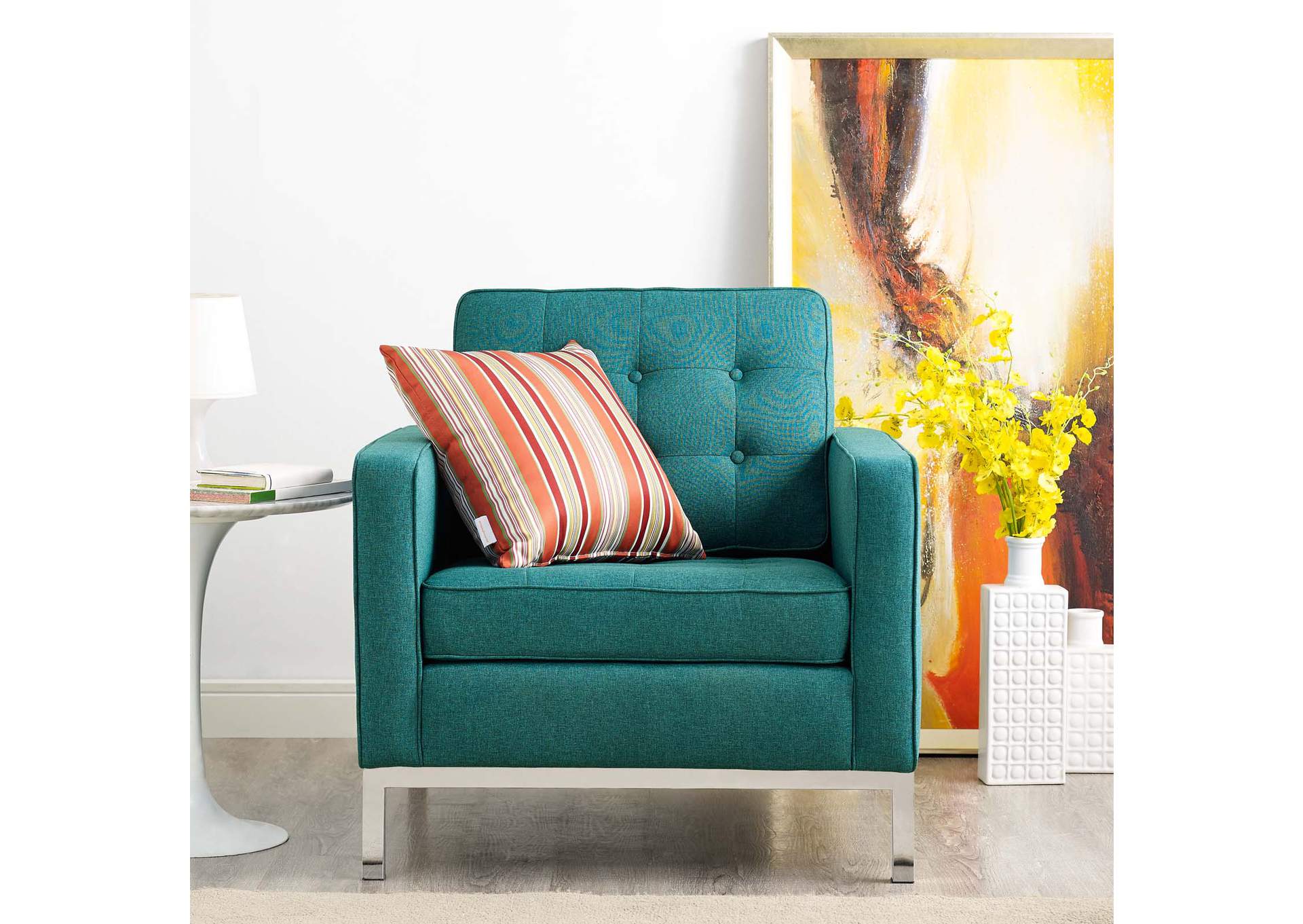 Teal Loft Upholstered Fabric Arm Chair,Modway