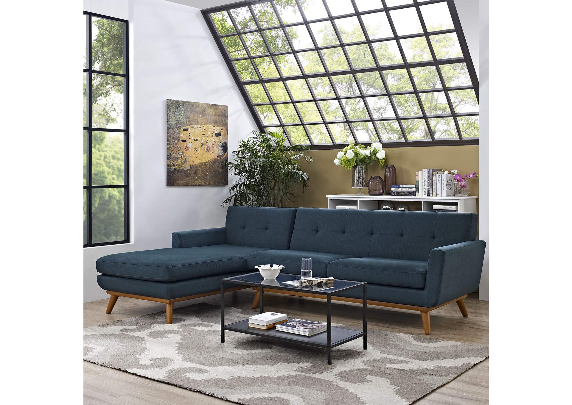 Azure Engage Left-Facing Upholstered Fabric Sectional Sofa,Modway