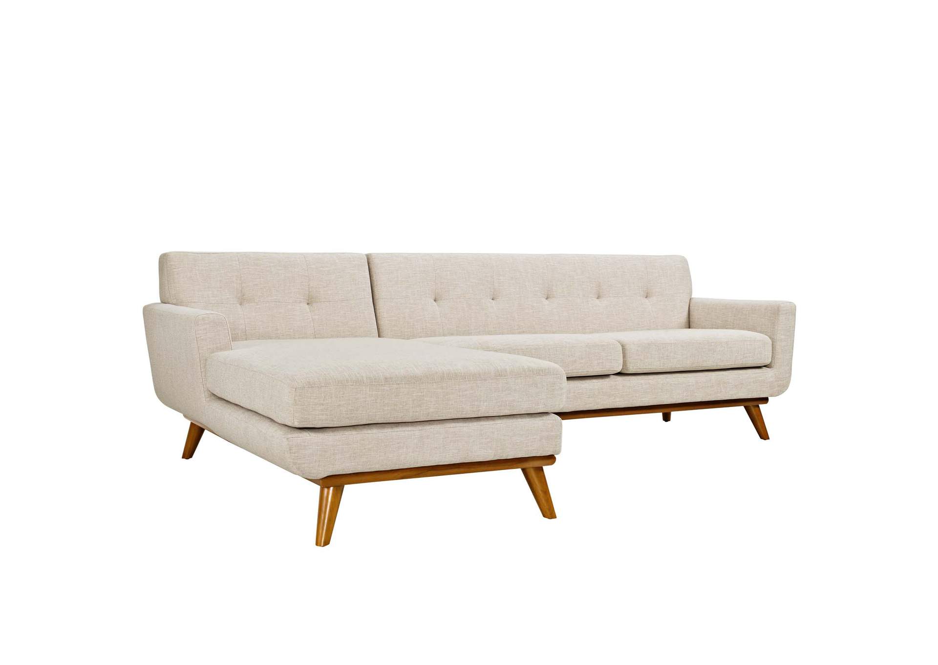 Beige Engage Left-Facing Upholstered Fabric Sectional Sofa,Modway