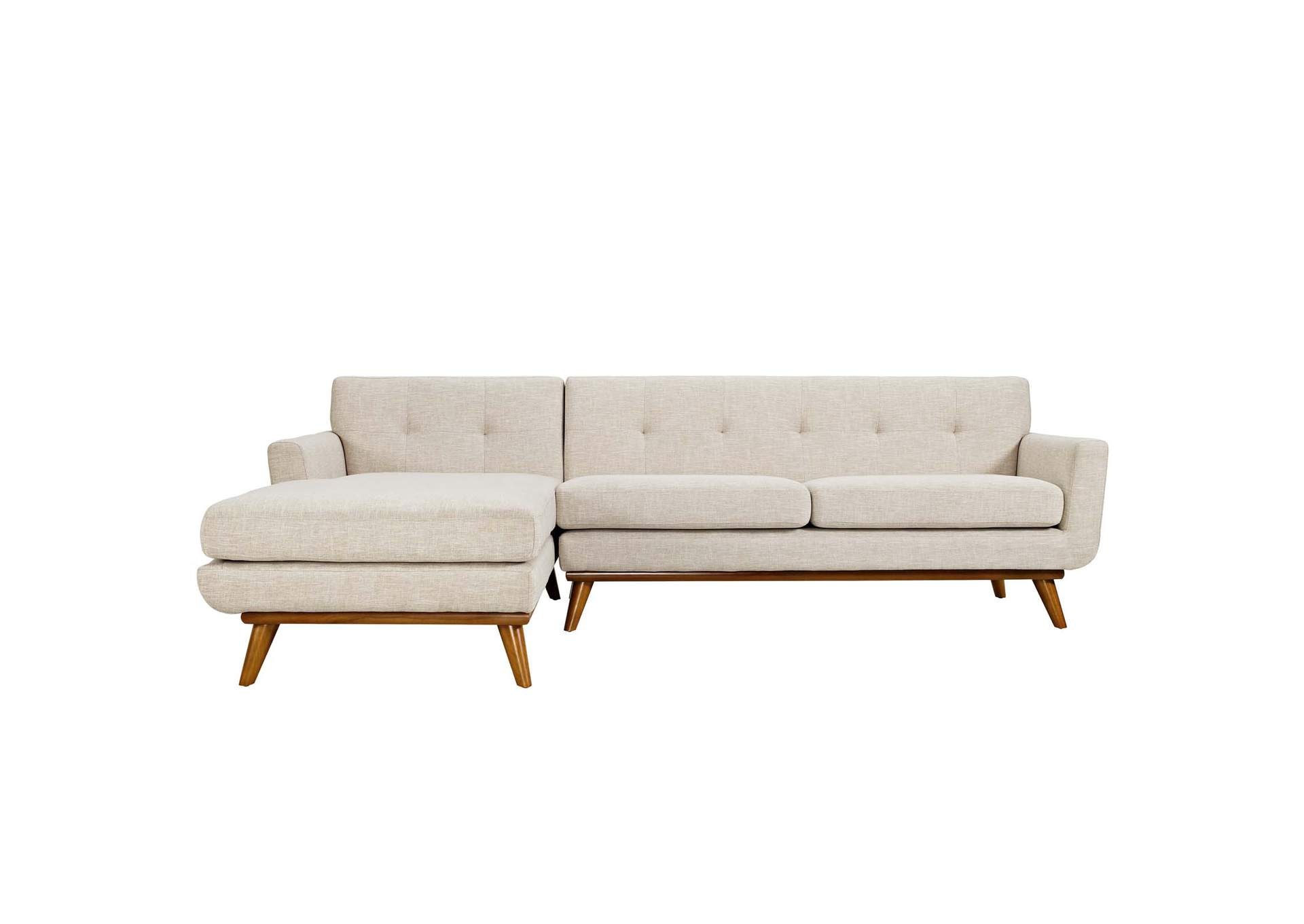 Beige Engage Left-Facing Upholstered Fabric Sectional Sofa,Modway