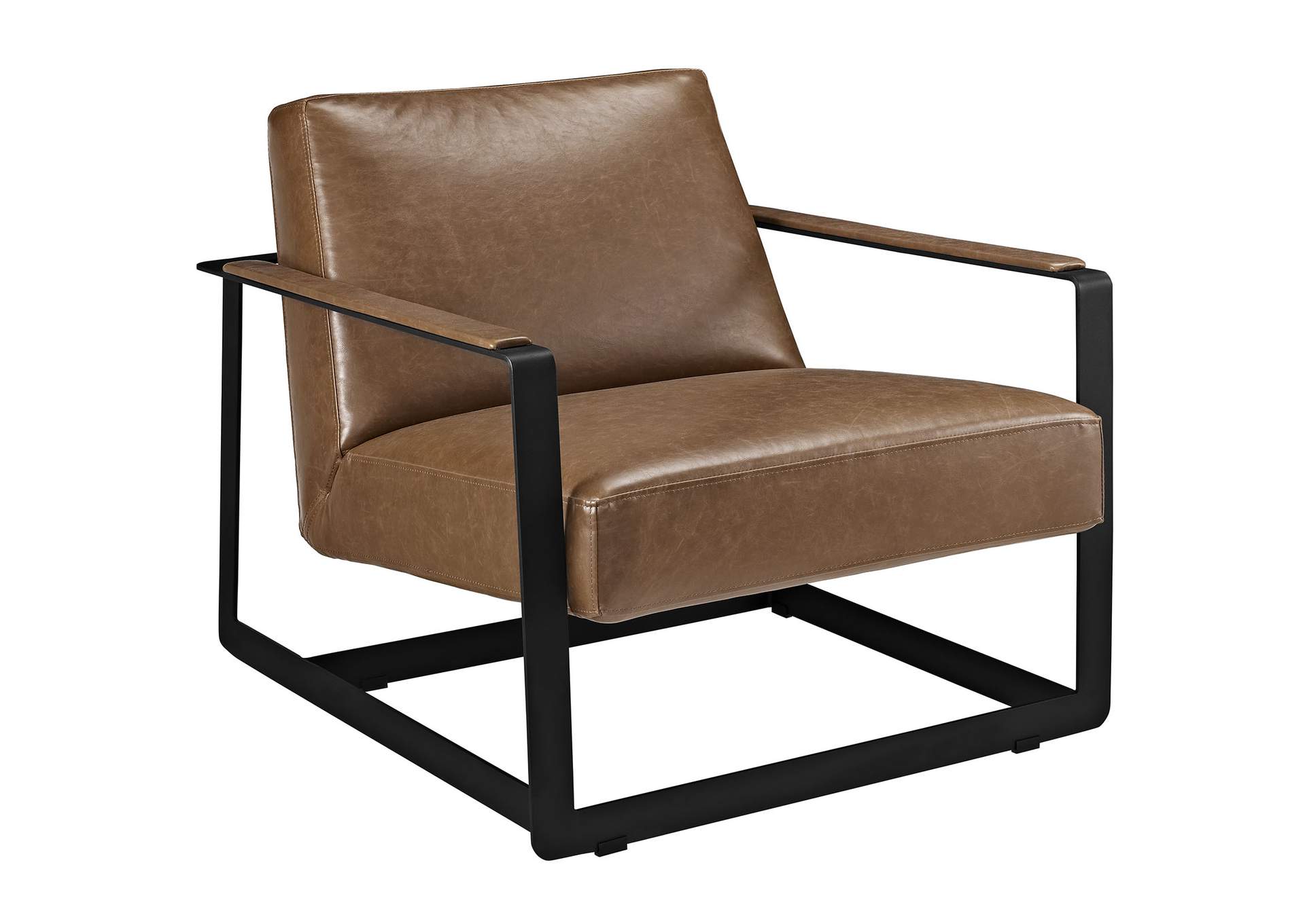 Brown Seg Vegan Leather Accent Chair,Modway