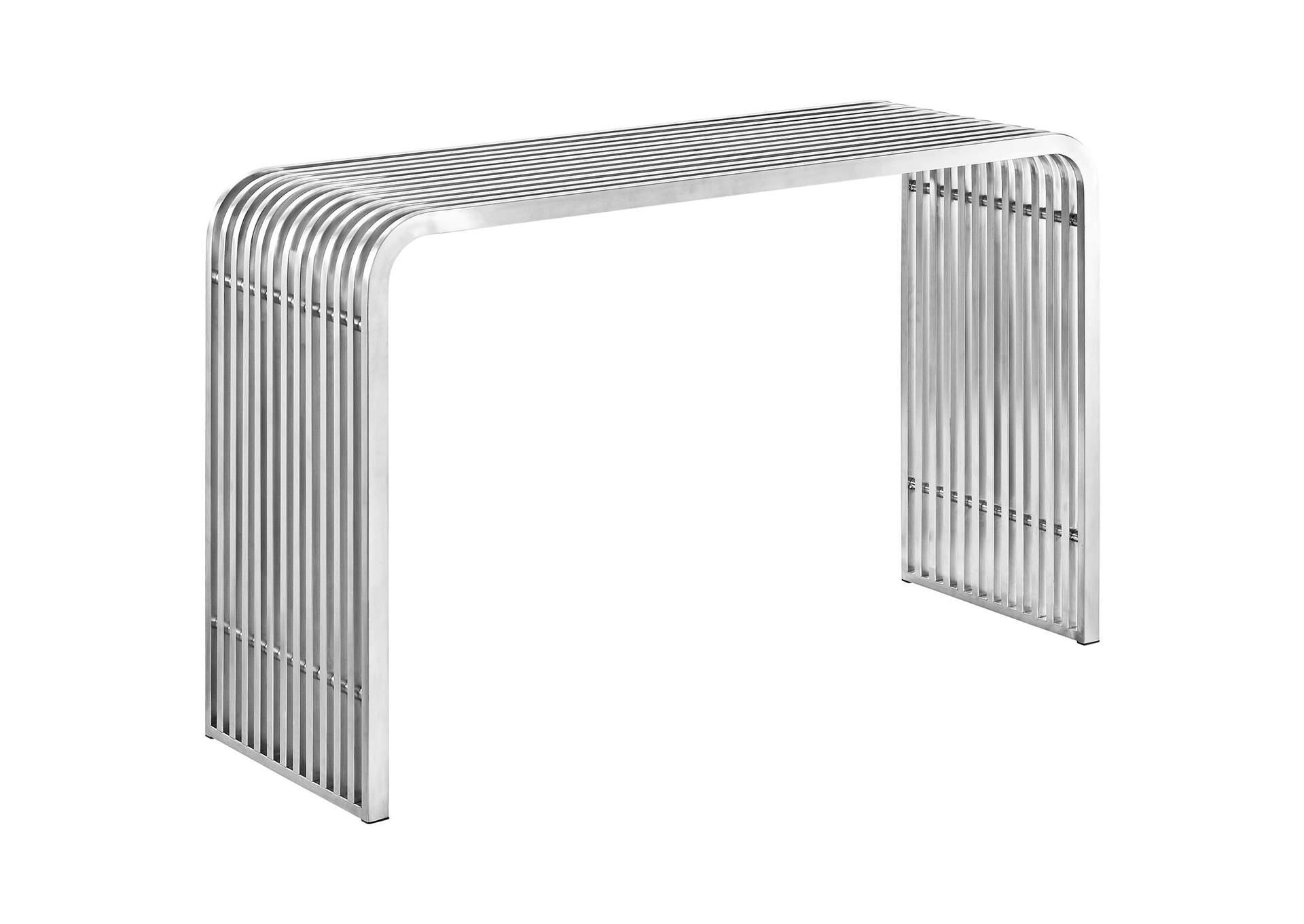 Silver Pipe Stainless Steel Console Table,Modway