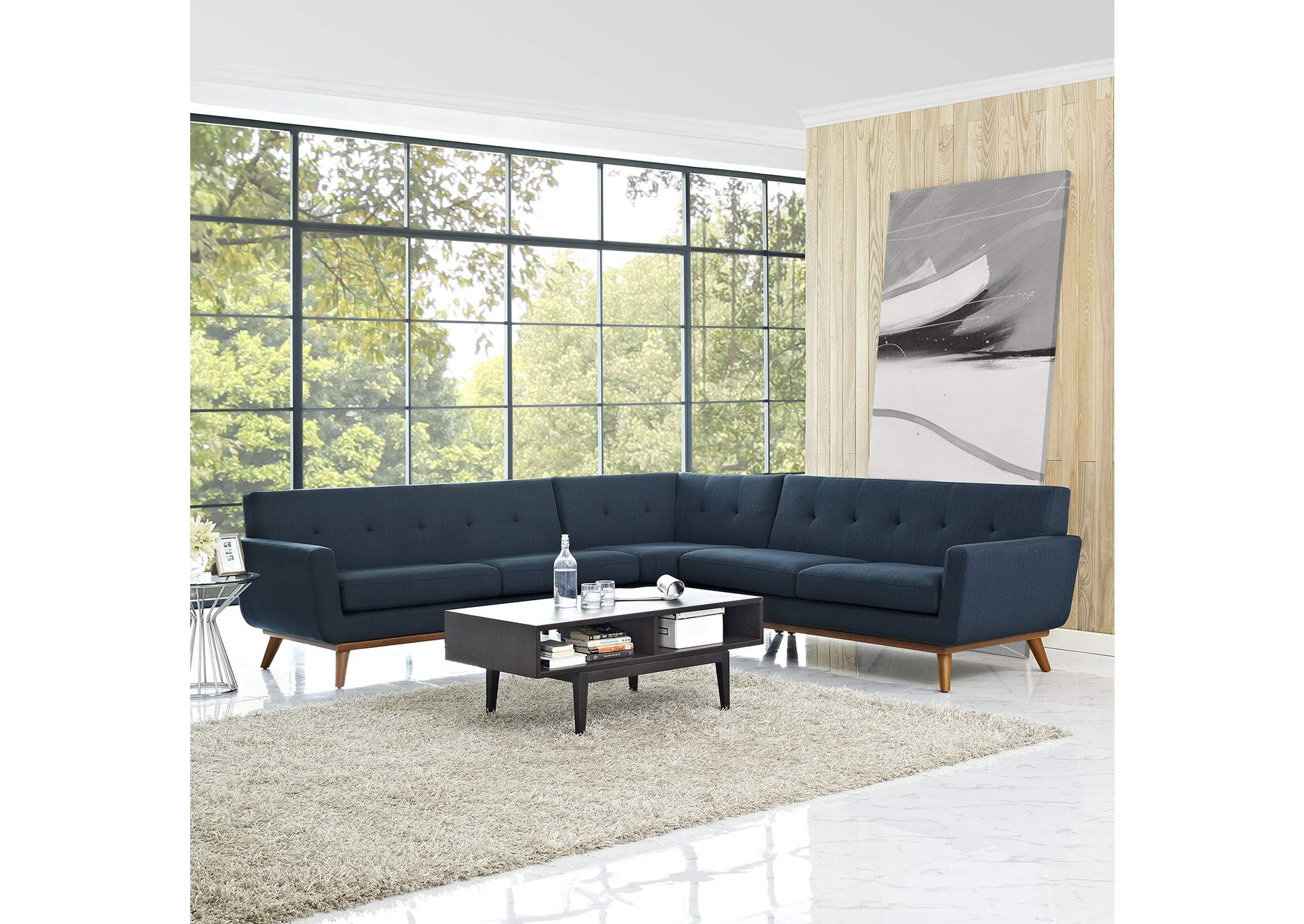 Azure Engage L-Shaped Upholstered Fabric Sectional Sofa,Modway