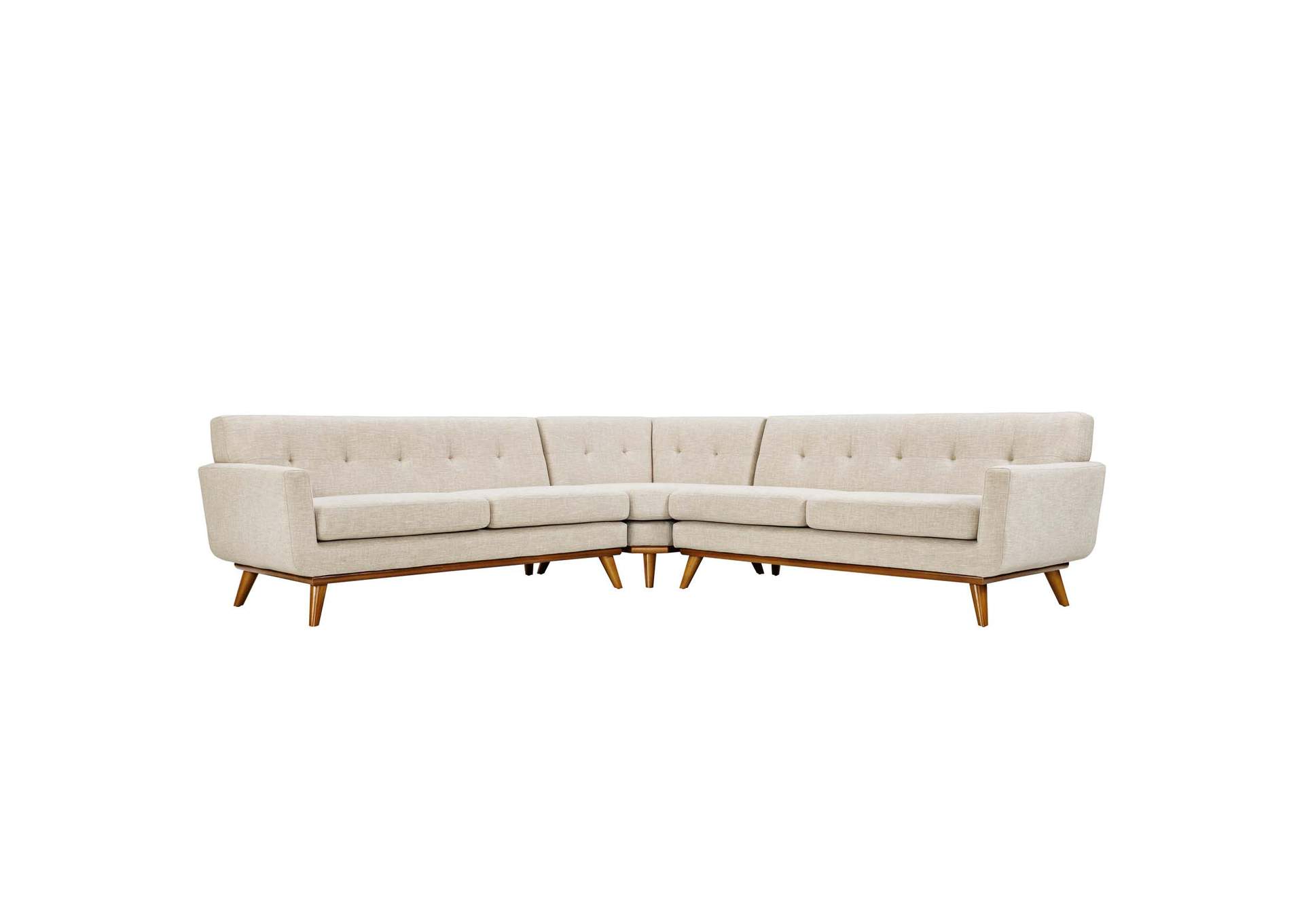 Beige Engage L-Shaped Upholstered Fabric Sectional Sofa,Modway