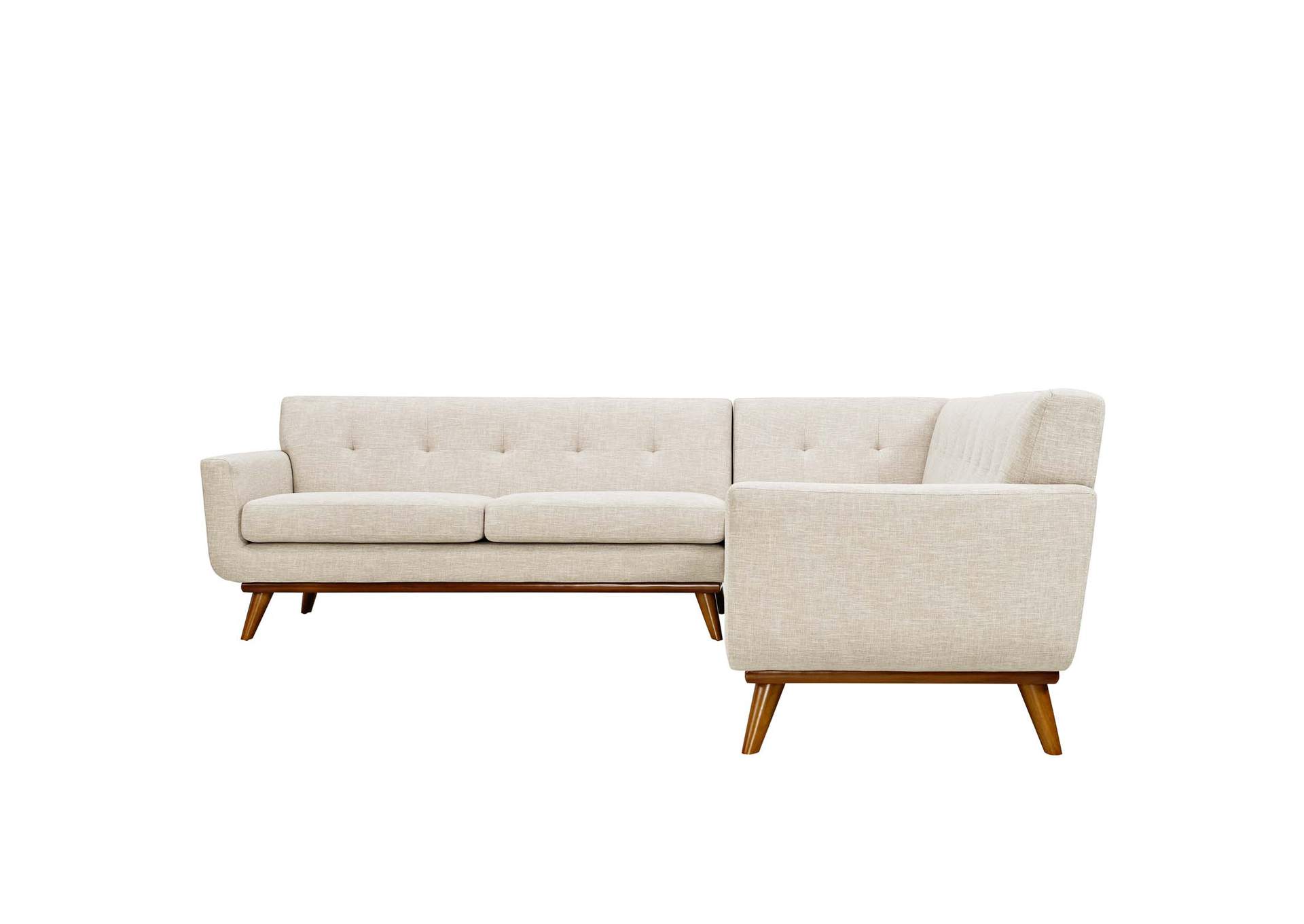 Beige Engage L-Shaped Upholstered Fabric Sectional Sofa,Modway