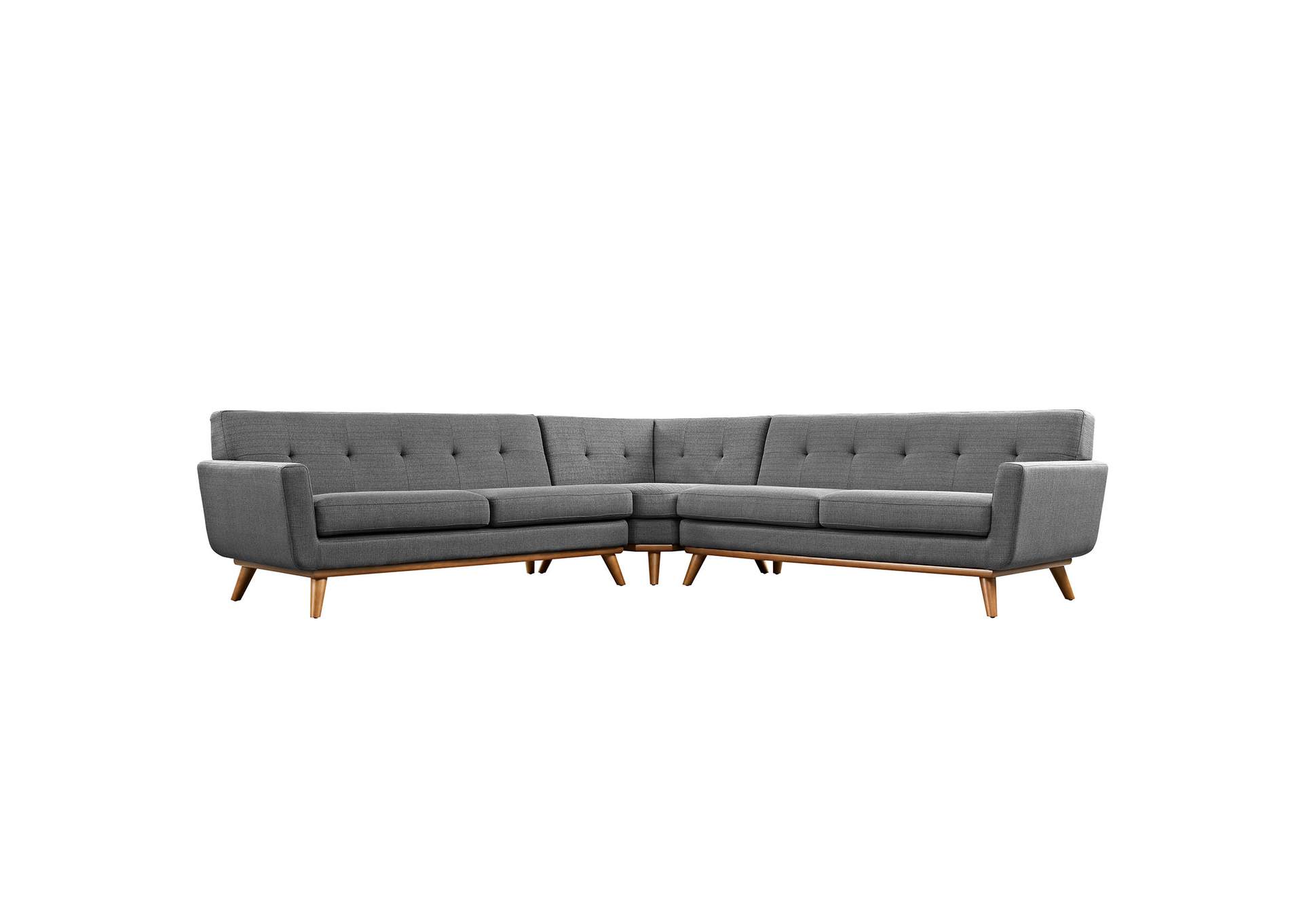 Gray Engage L-Shaped Upholstered Fabric Sectional Sofa,Modway