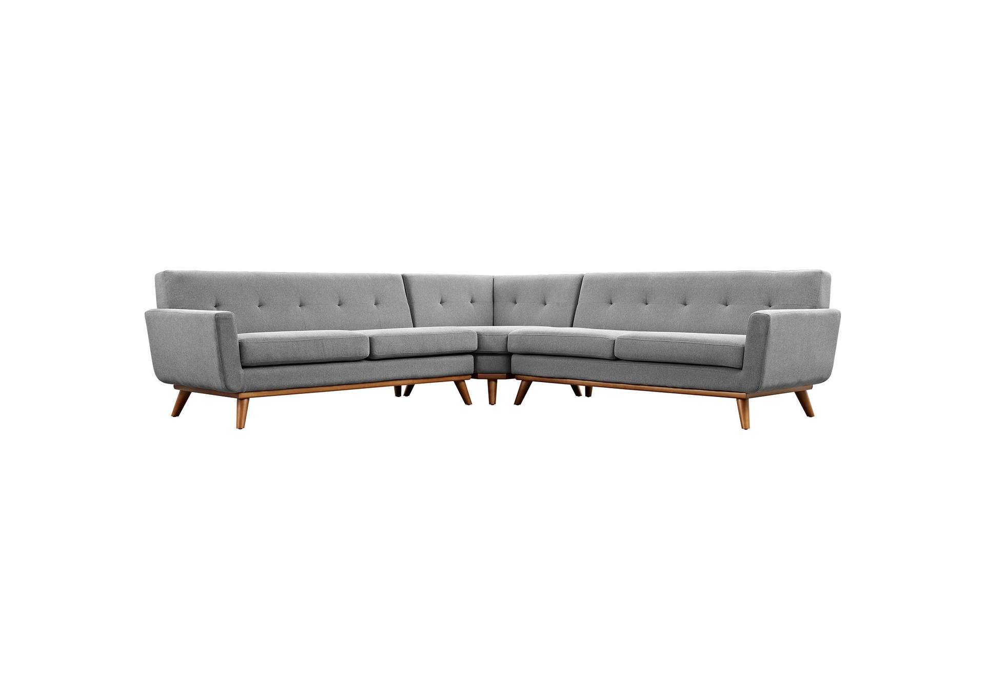 Expectation Gray Engage L-Shaped Upholstered Fabric Sectional Sofa,Modway