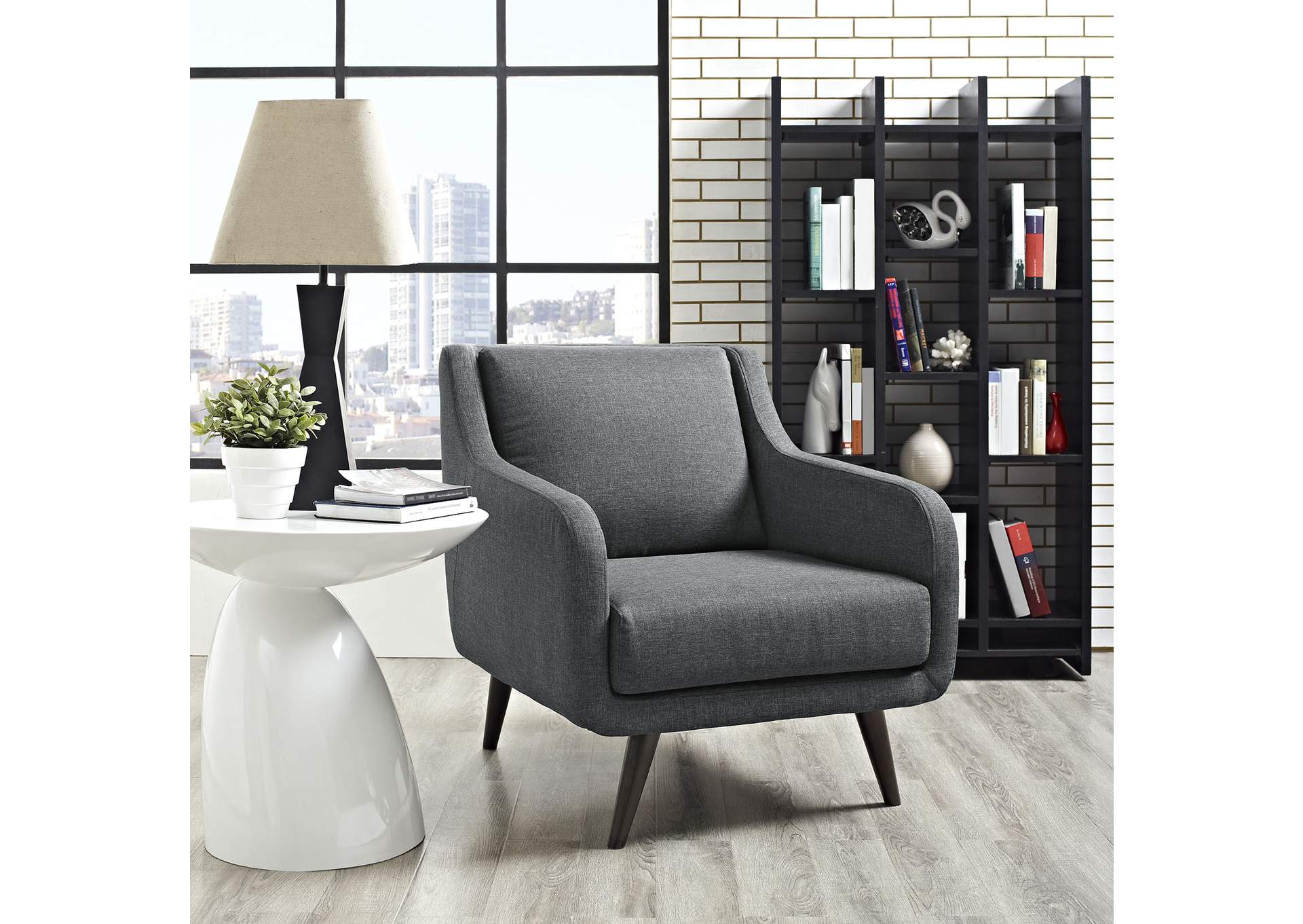 Gray Verve Upholstered Fabric Arm Chair,Modway