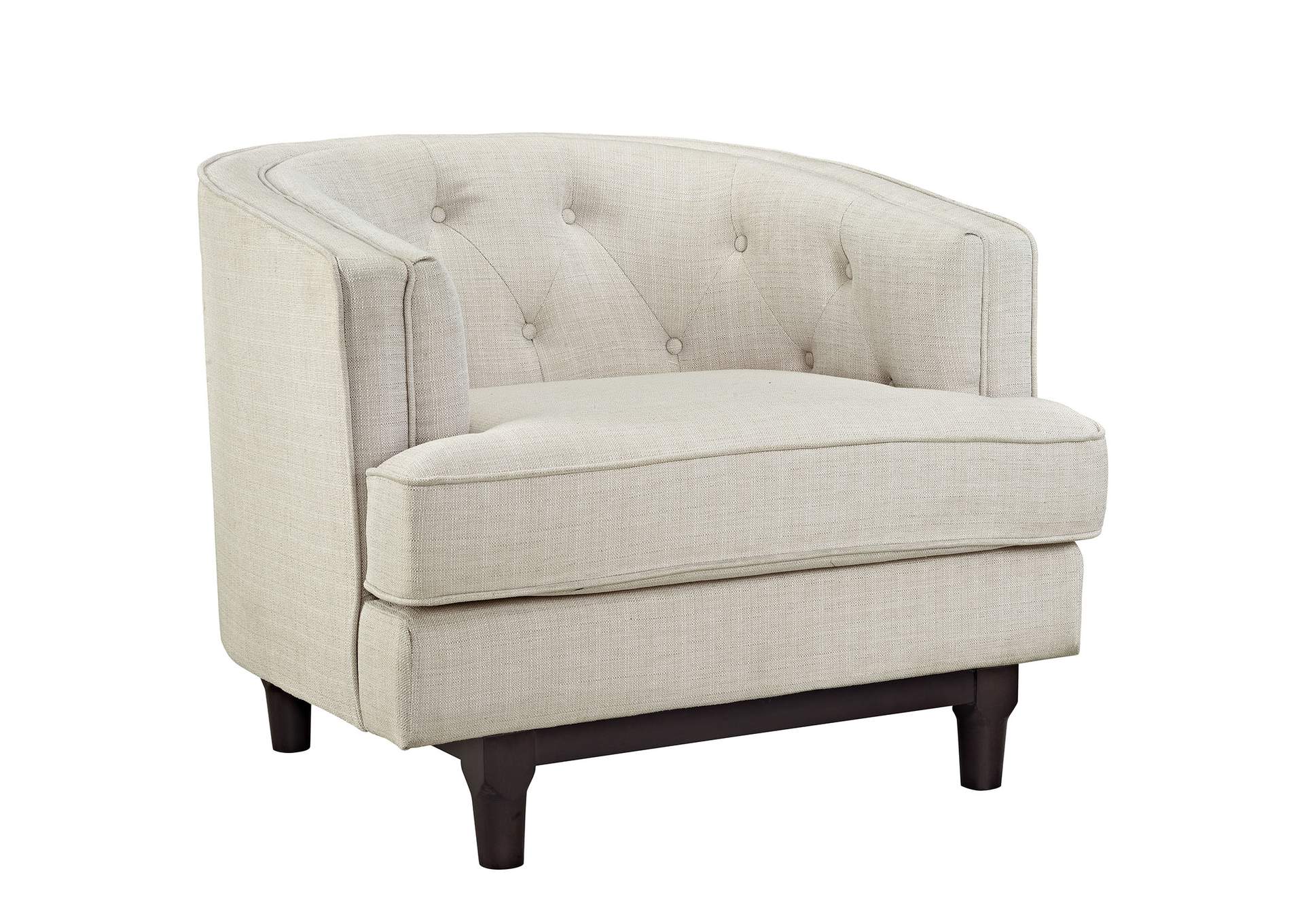 Coast Beige Upholstered Fabric Armchair,Modway