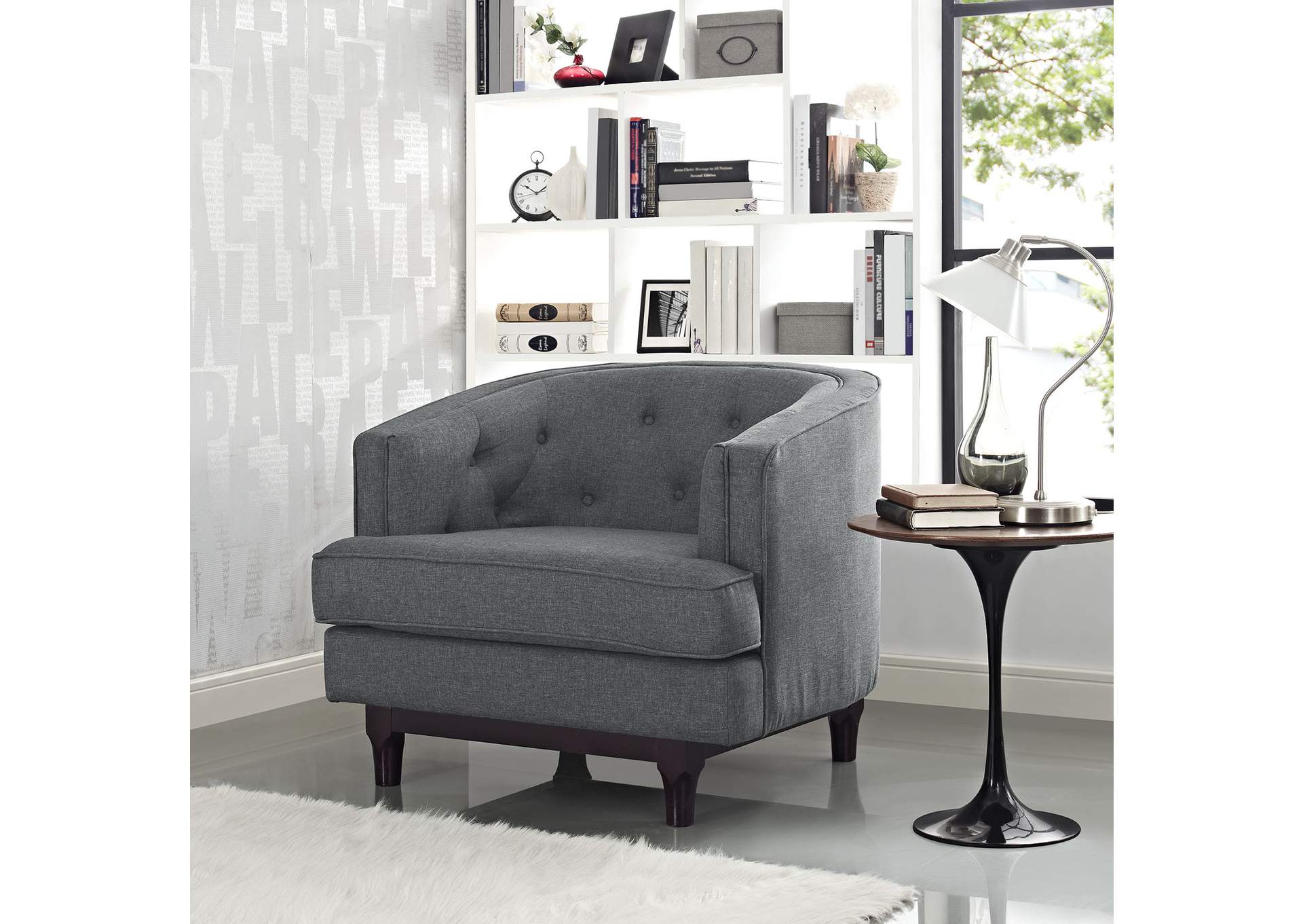 Gray Coast Upholstered Fabric Arm Chair,Modway