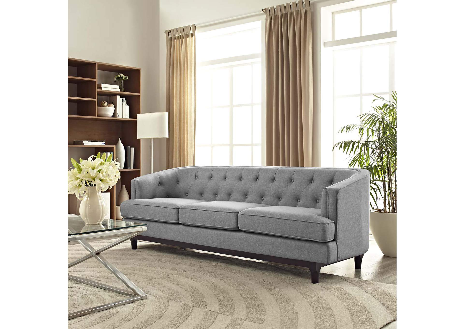 Light Gray Coast Upholstered Fabric Sofa,Modway