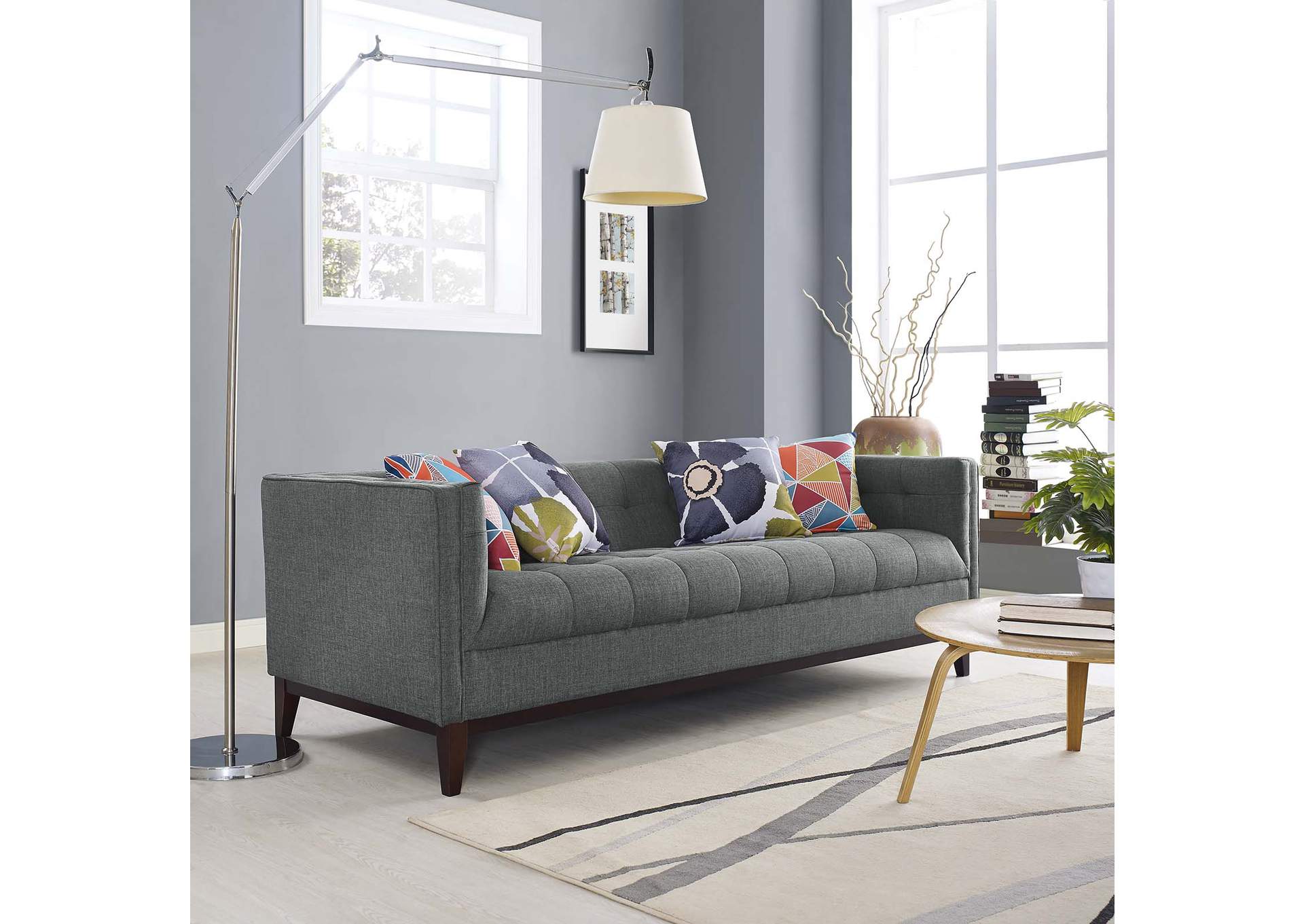 Gray Serve Upholstered Fabric Sofa,Modway