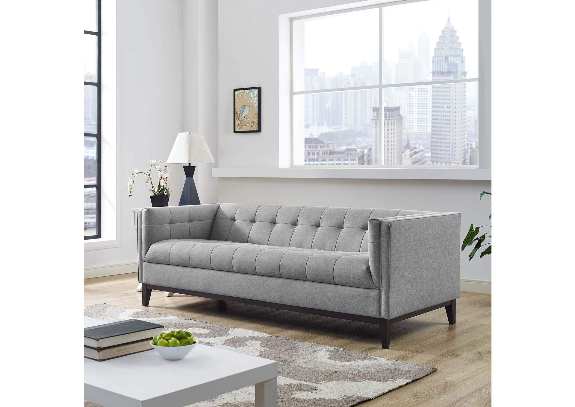 Light Gray Serve Upholstered Fabric Sofa,Modway