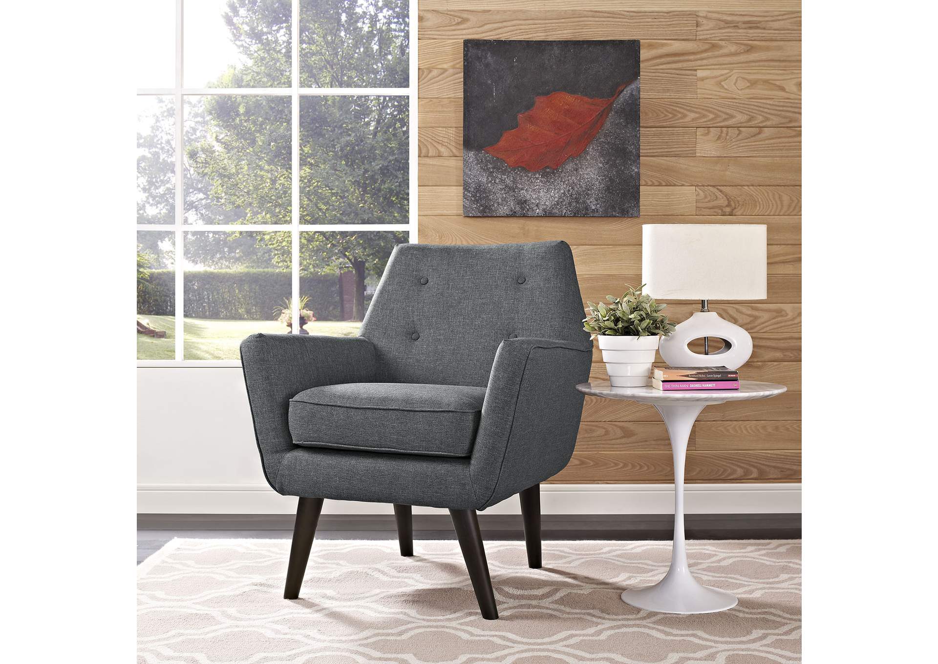 Gray Posit Upholstered Fabric Arm Chair,Modway