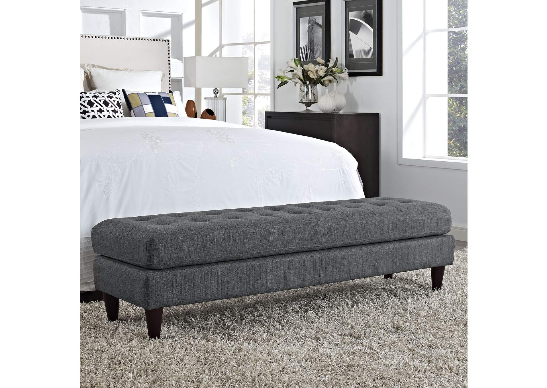 Gray Empress Large Bench,Modway