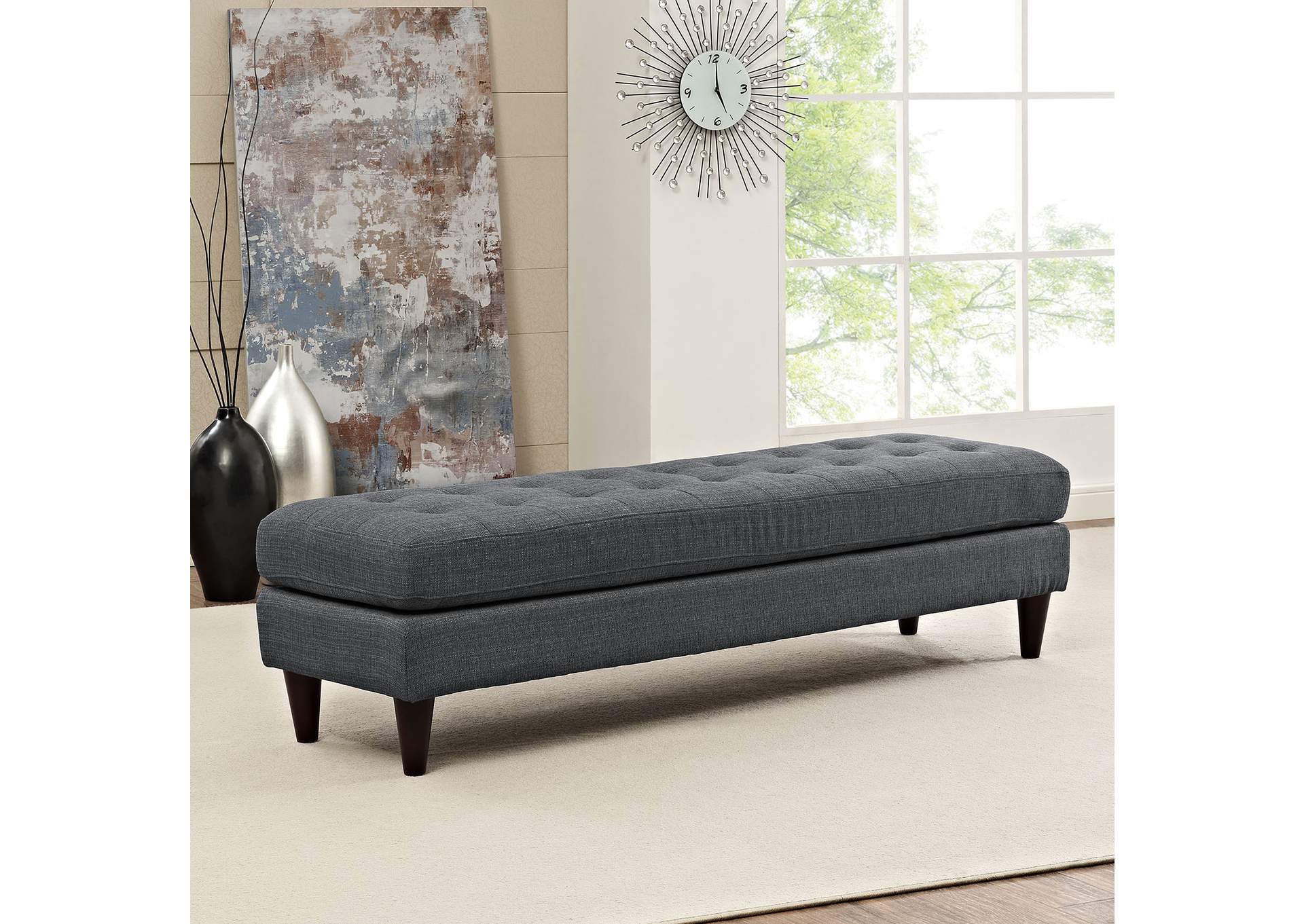 Gray Empress Large Bench,Modway