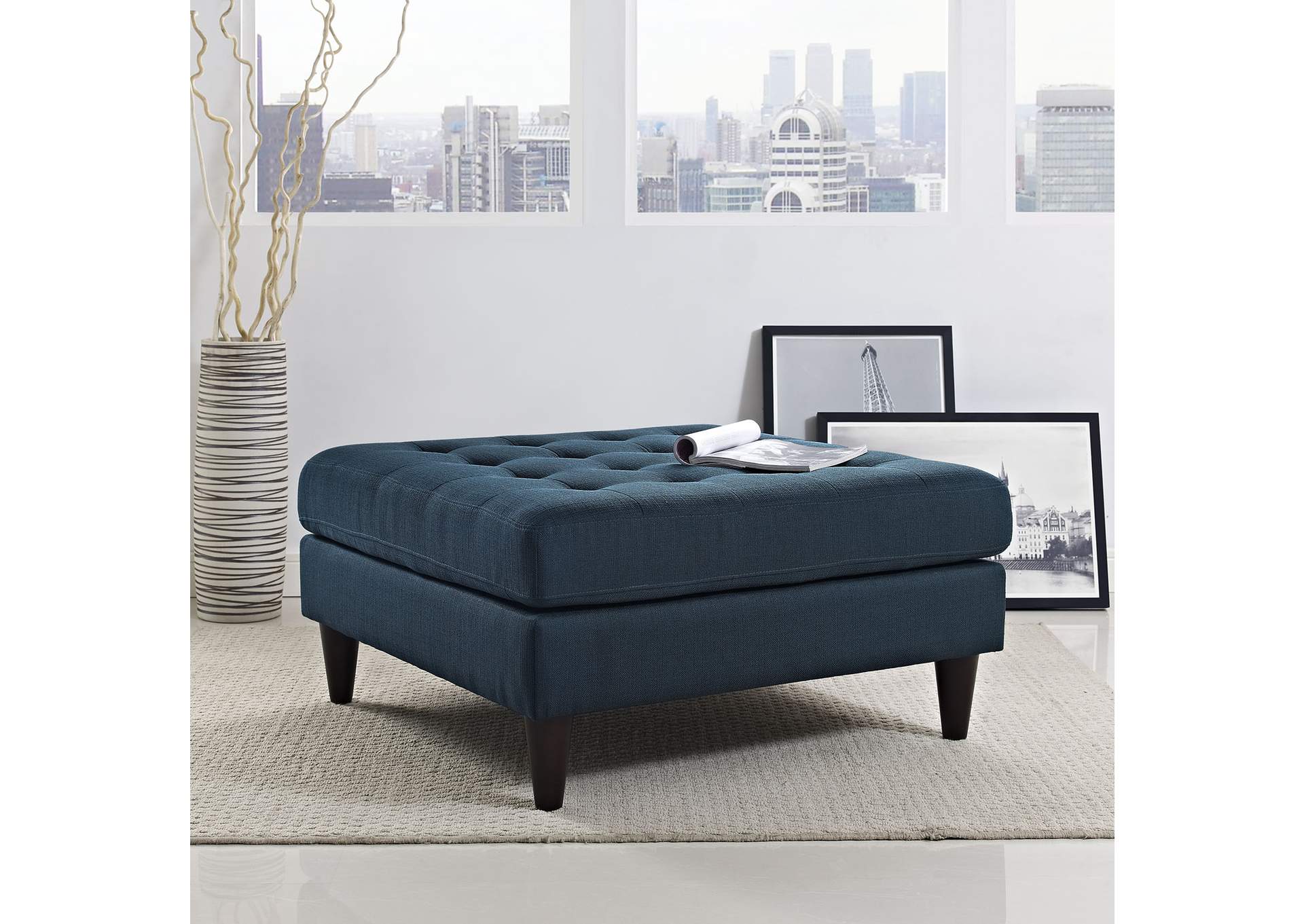 Azure Empress Upholstered Fabric Large Ottoman,Modway