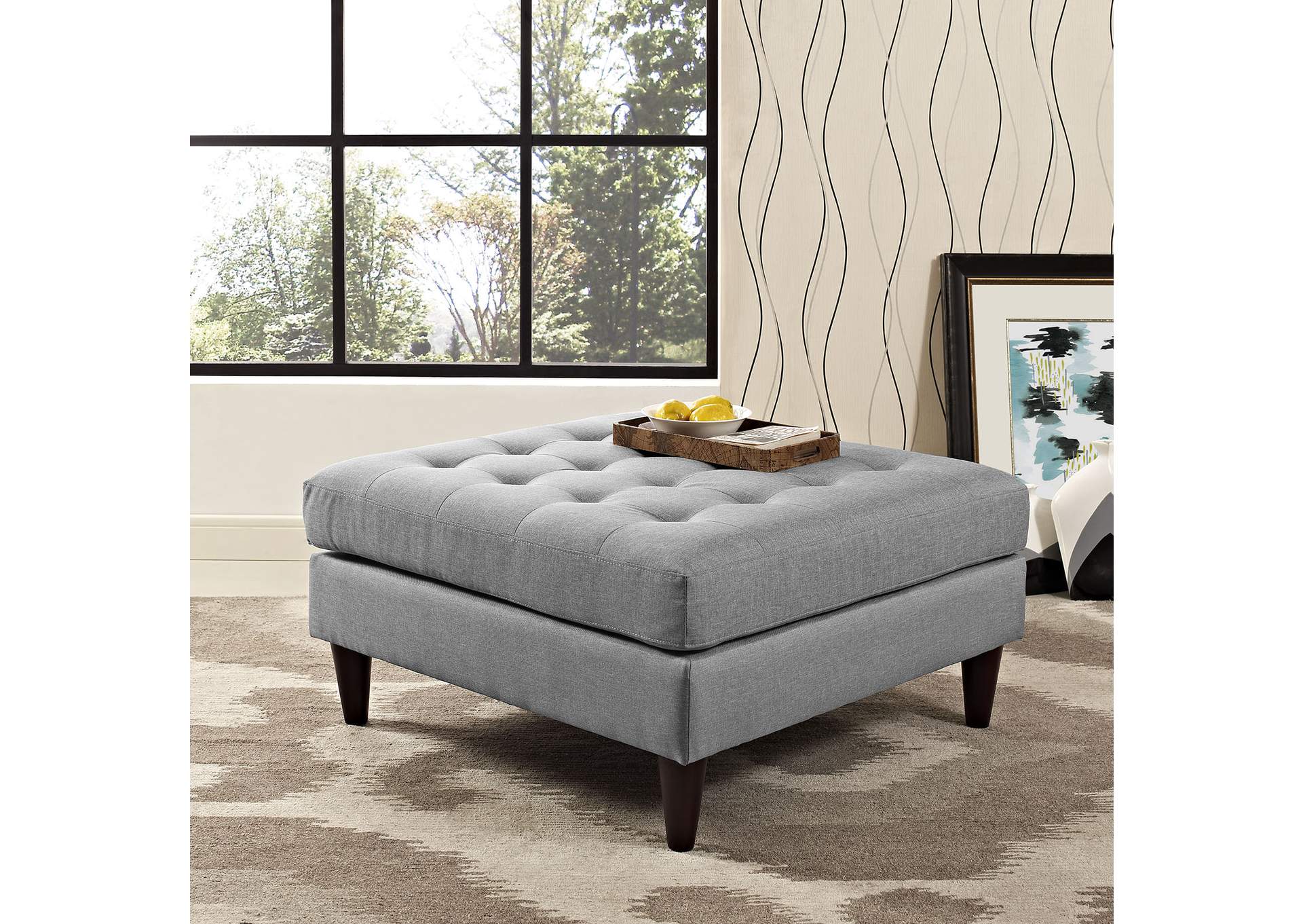 Light Gray Empress Upholstered Fabric Large Ottoman,Modway