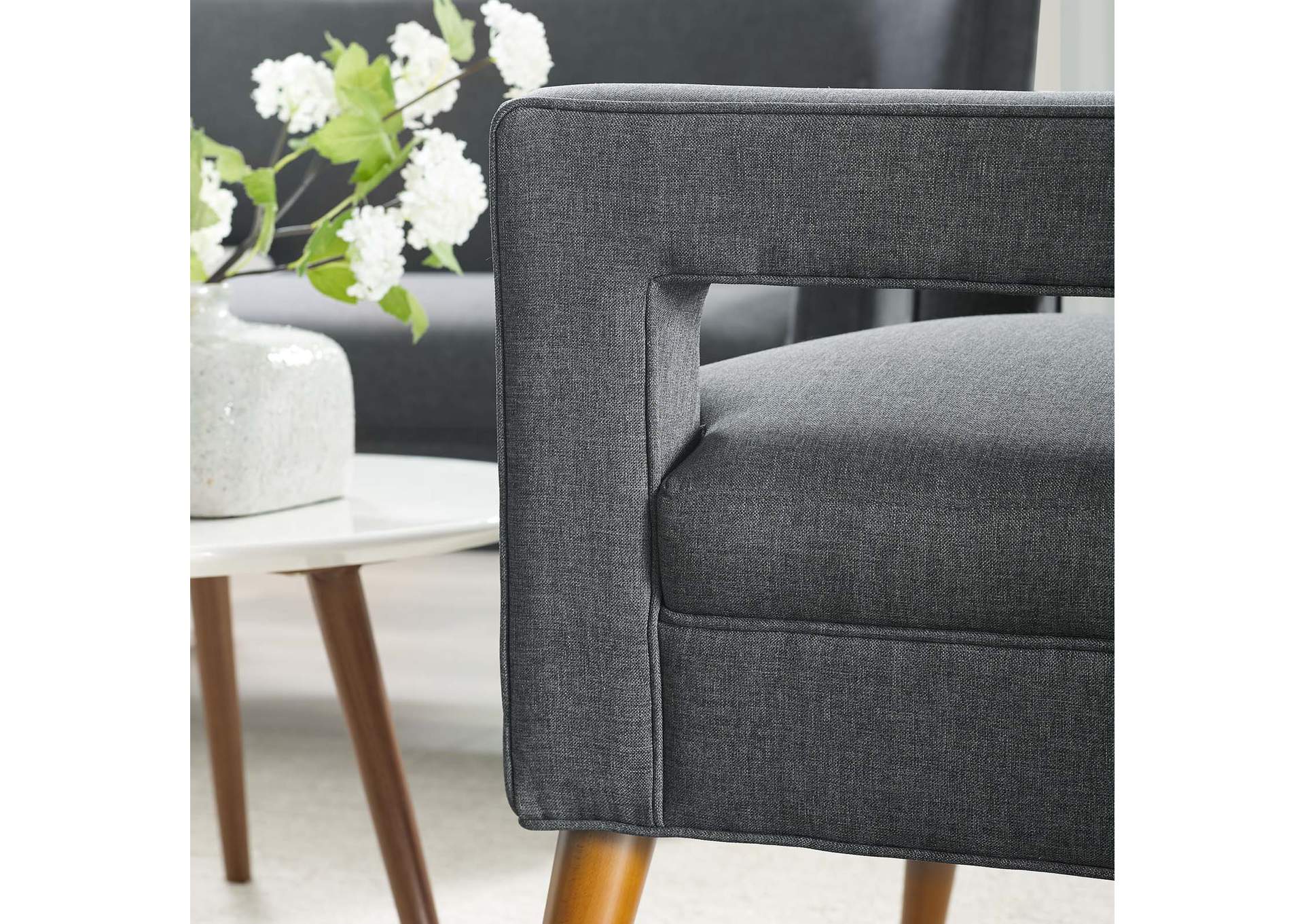 Gray Sheer Upholstered Fabric Arm Chair,Modway