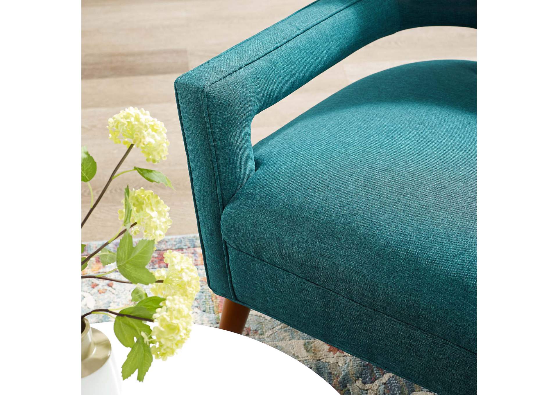 Teal Sheer Upholstered Fabric Arm Chair,Modway