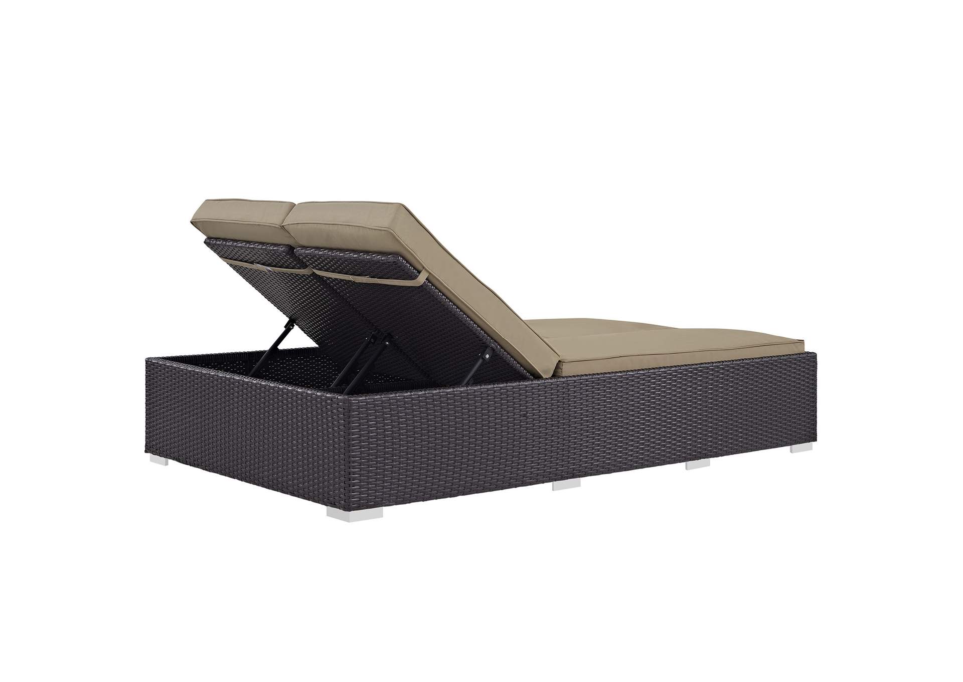 Espresso Mocha Convene Double Outdoor Patio Chaise,Modway