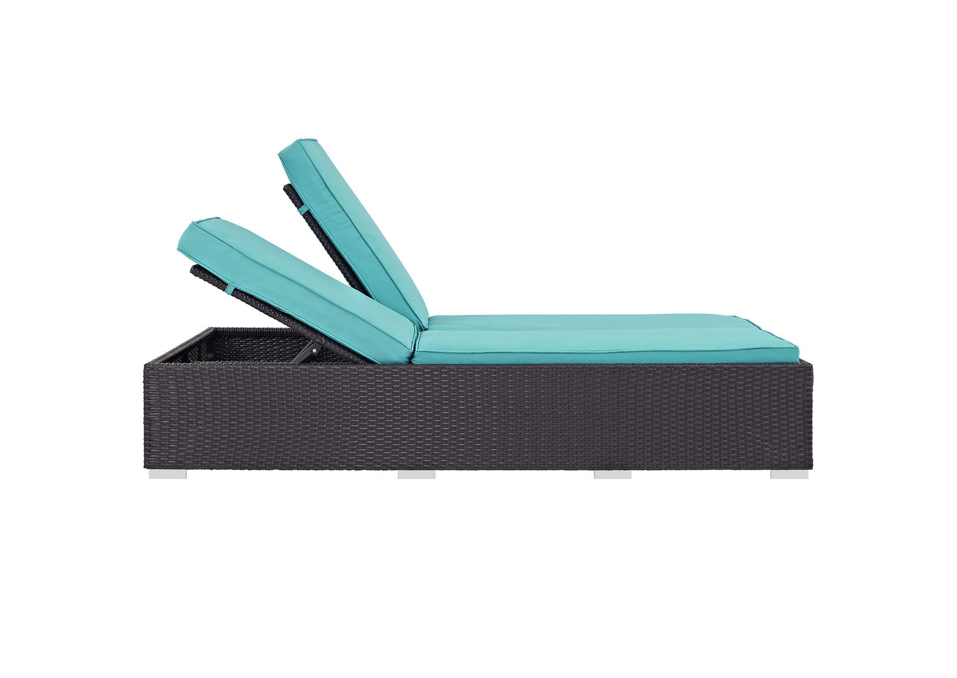 Espresso Turquoise Convene Double Outdoor Patio Chaise,Modway