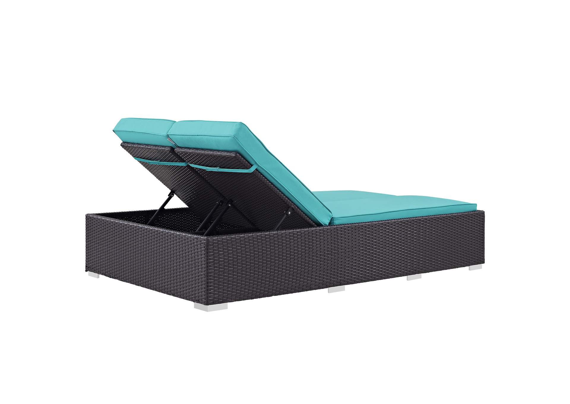 Espresso Turquoise Convene Double Outdoor Patio Chaise,Modway