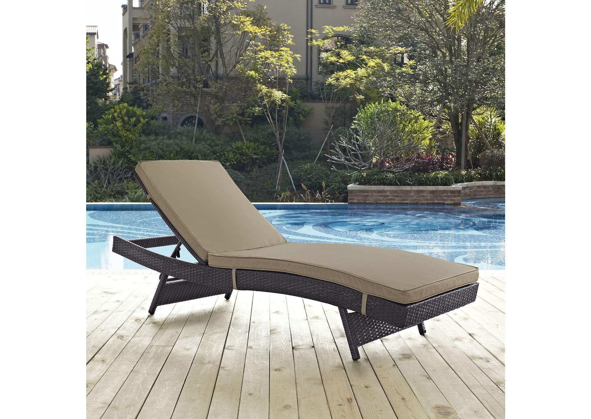 Espresso Mocha Convene Outdoor Patio Chaise,Modway