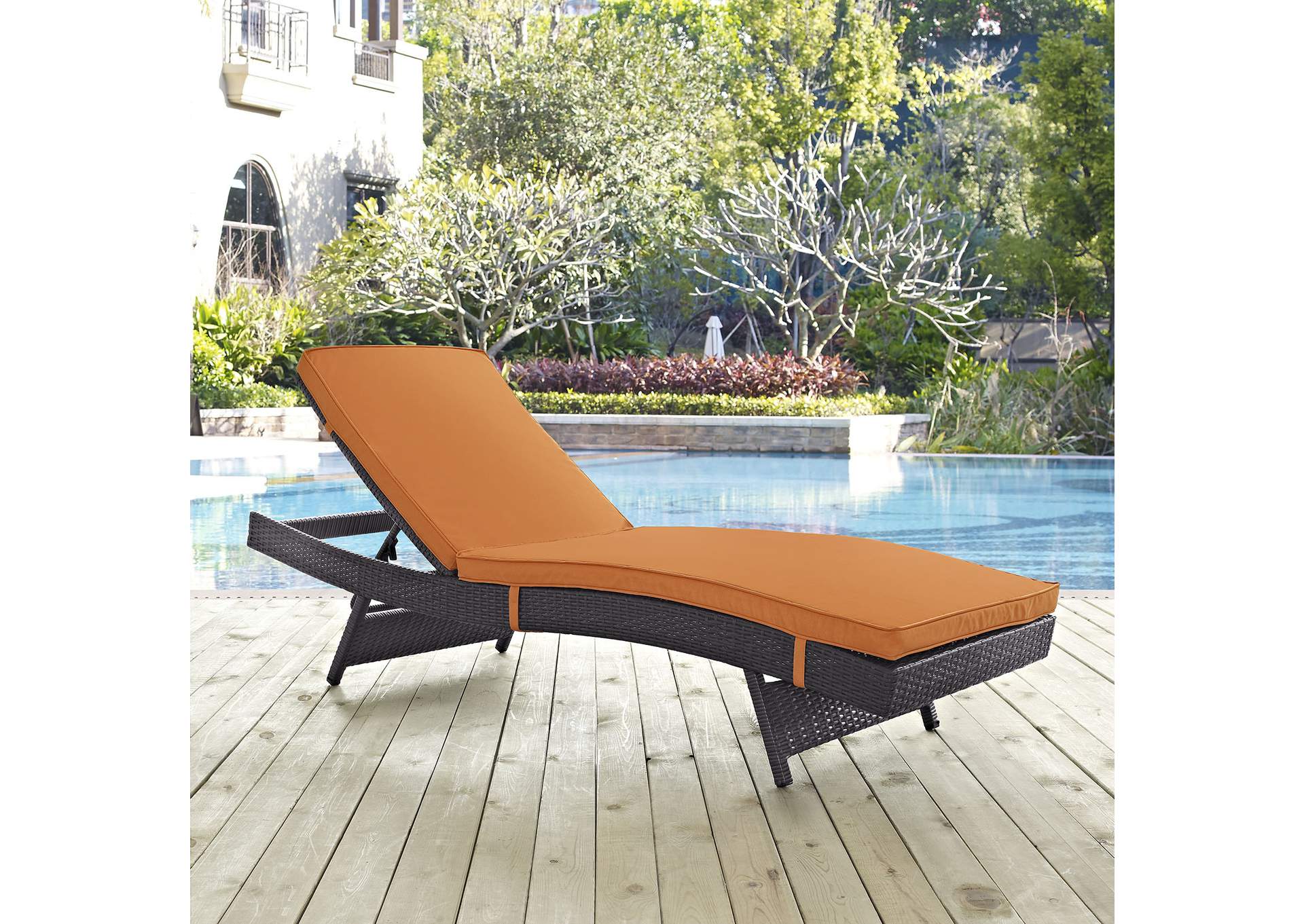 Espresso Orange Convene Outdoor Patio Chaise,Modway