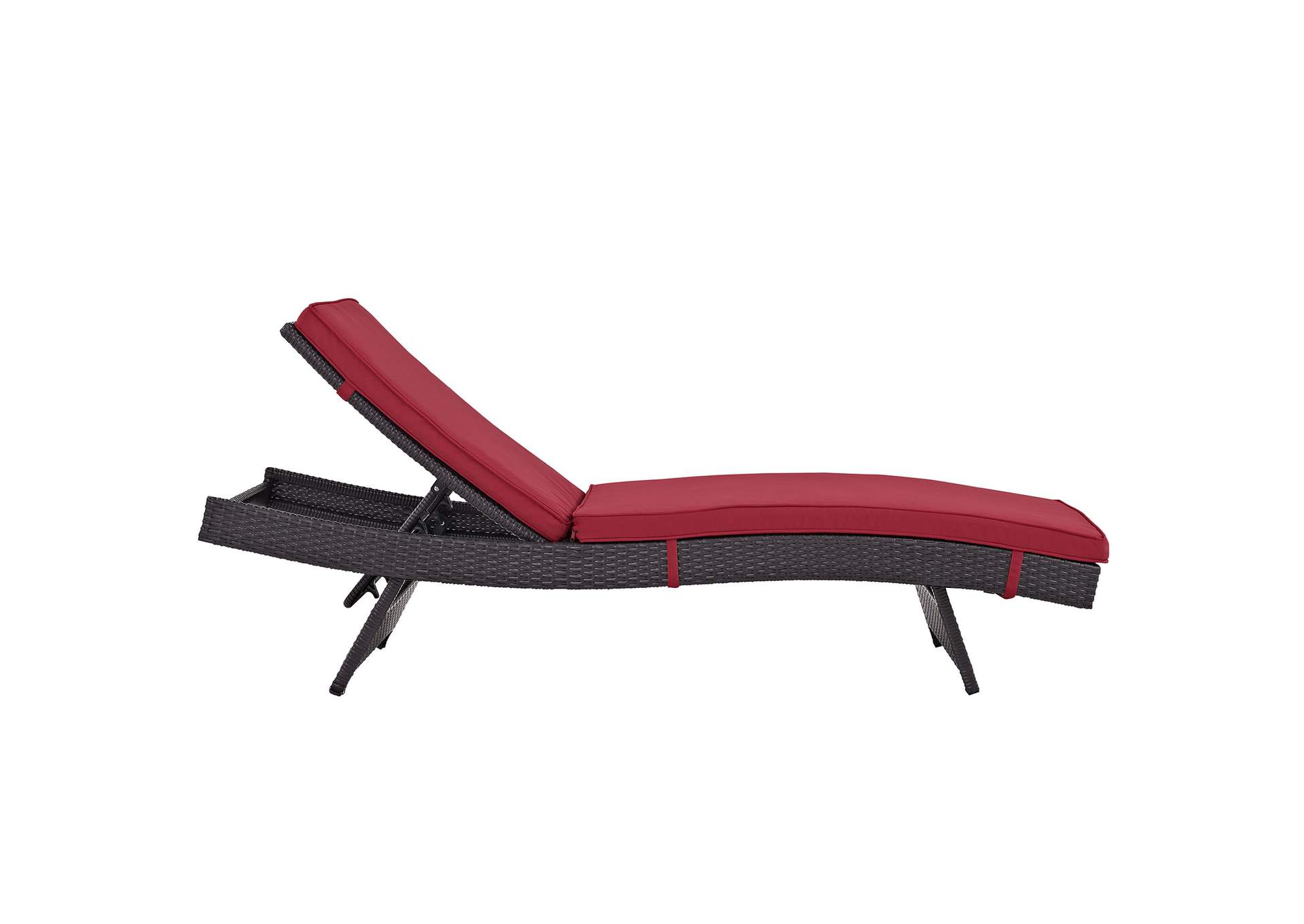 Espresso Red Convene Outdoor Patio Chaise,Modway