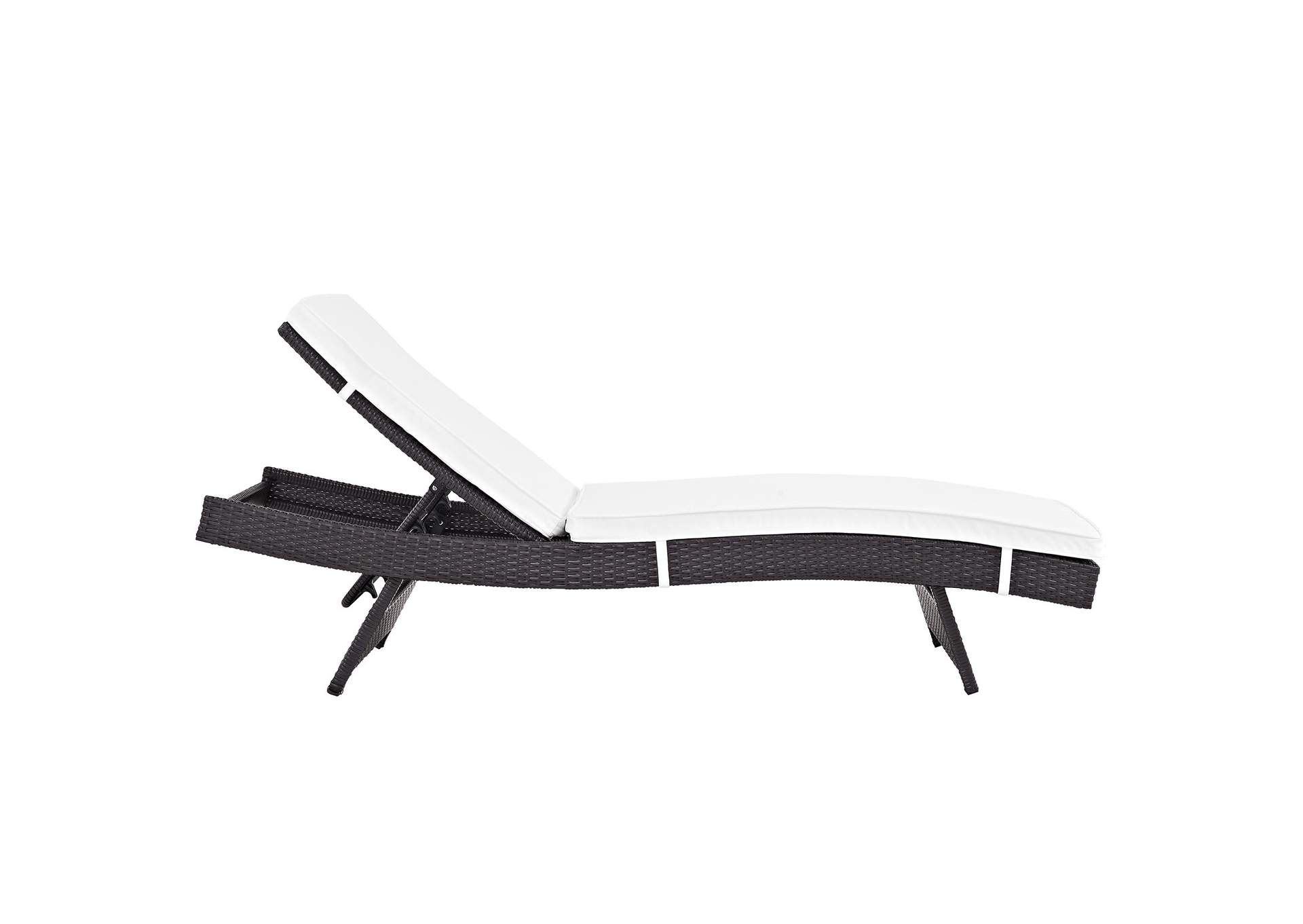 Espresso White Convene Outdoor Patio Chaise,Modway