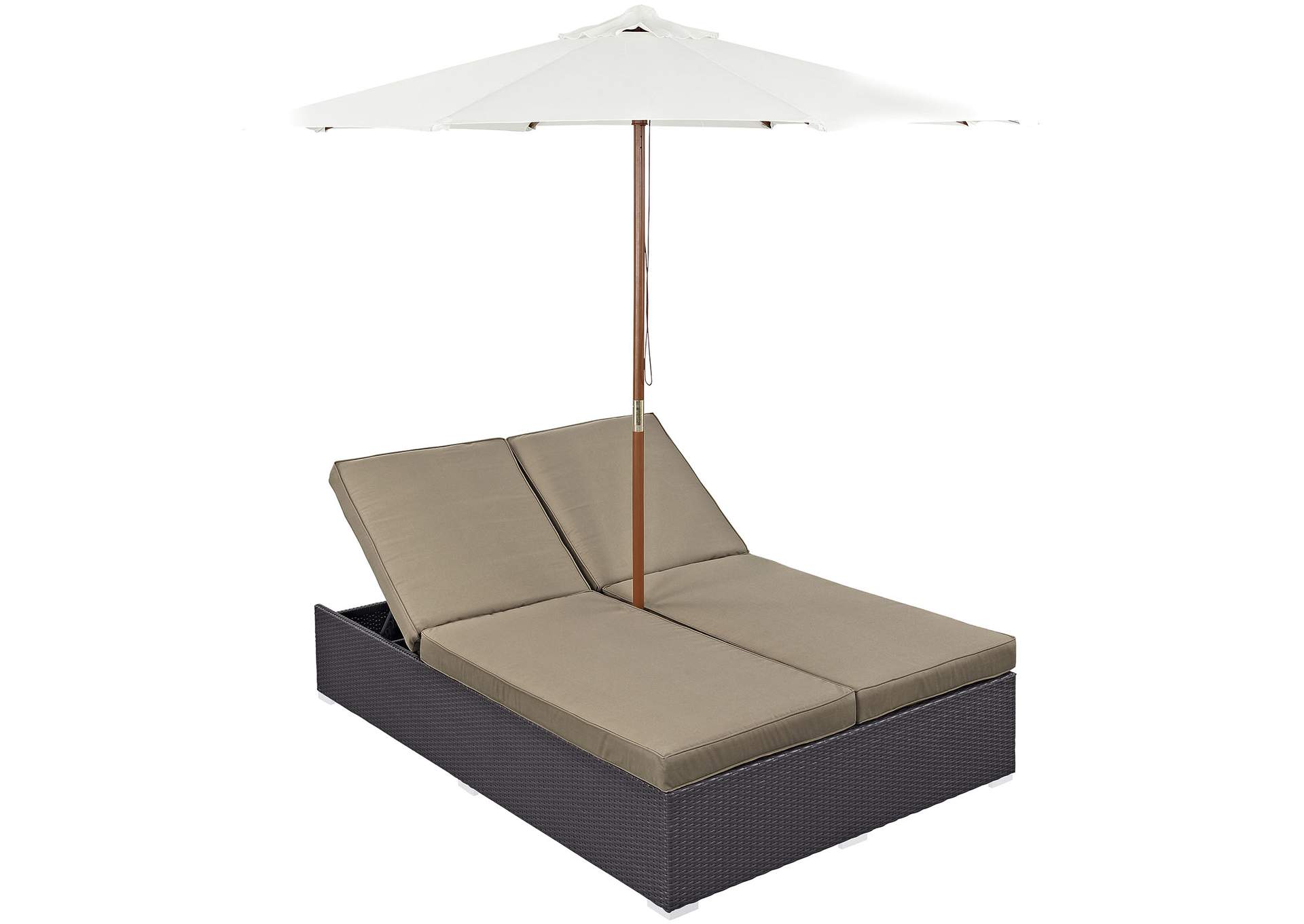 Espresso Mocha Convene Double Outdoor Patio Chaise,Modway