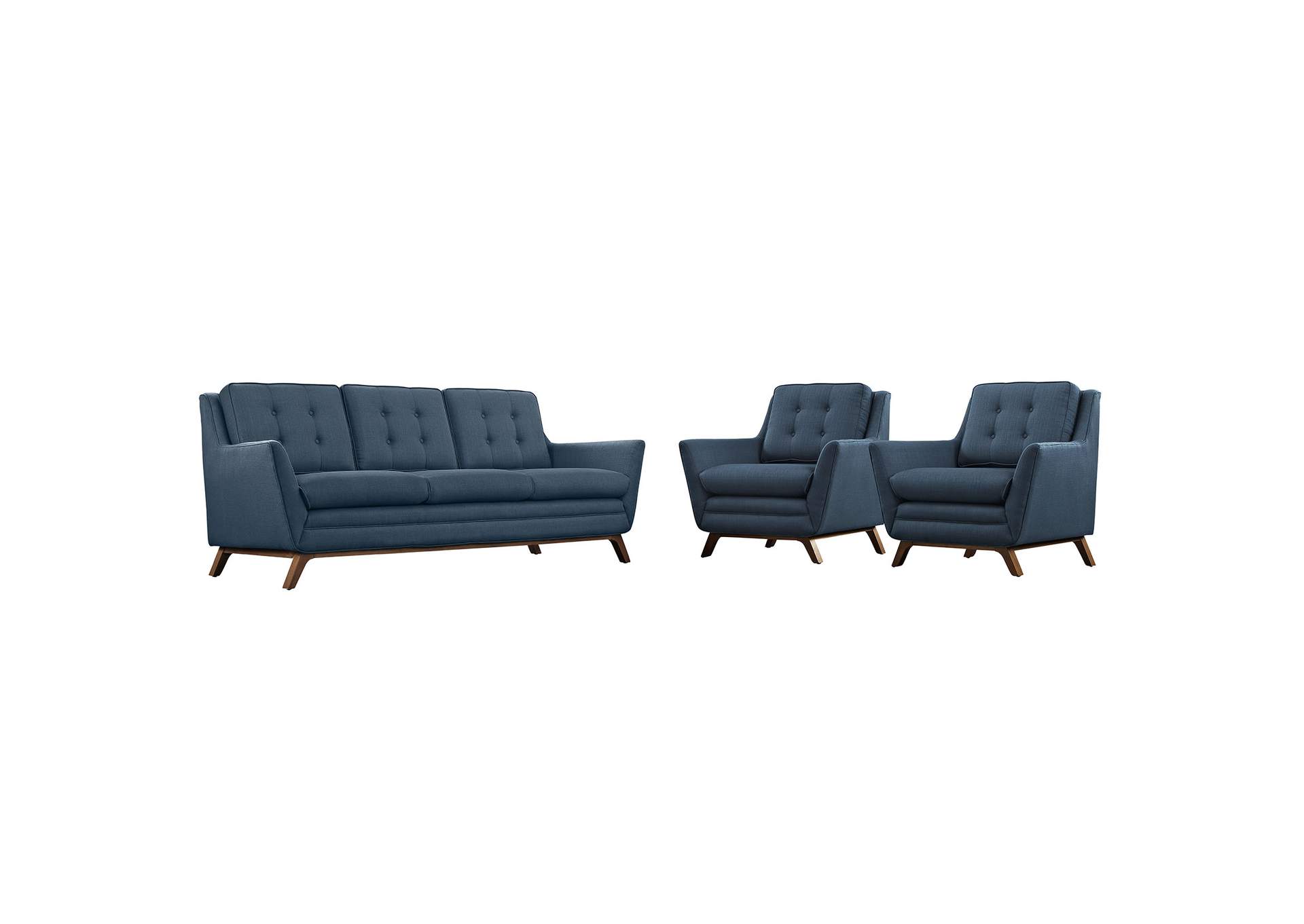 Azure Beguile 3 Piece Upholstered Fabric Living Room Set,Modway