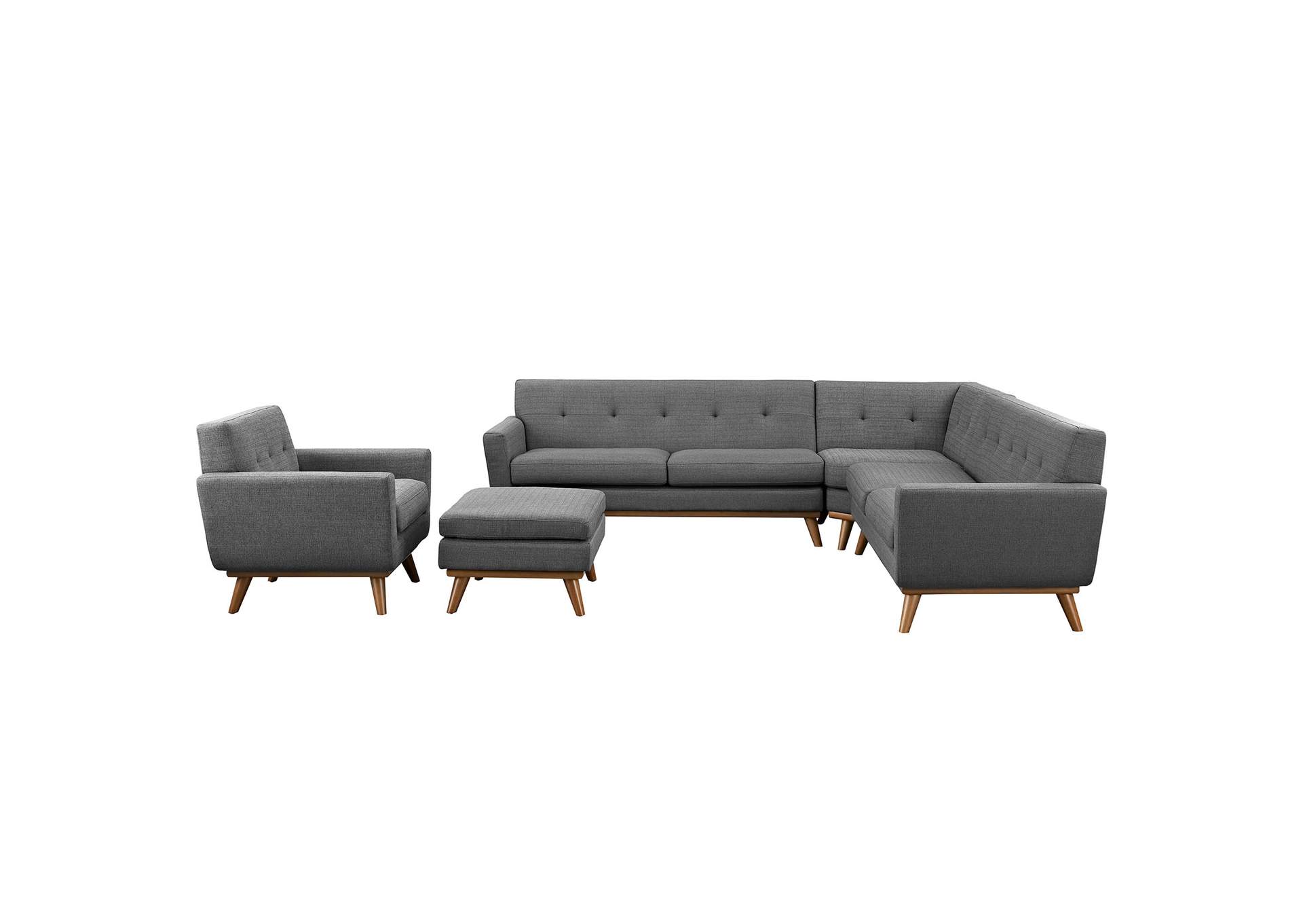 Gray Engage 5 Piece Sectional Sofa,Modway